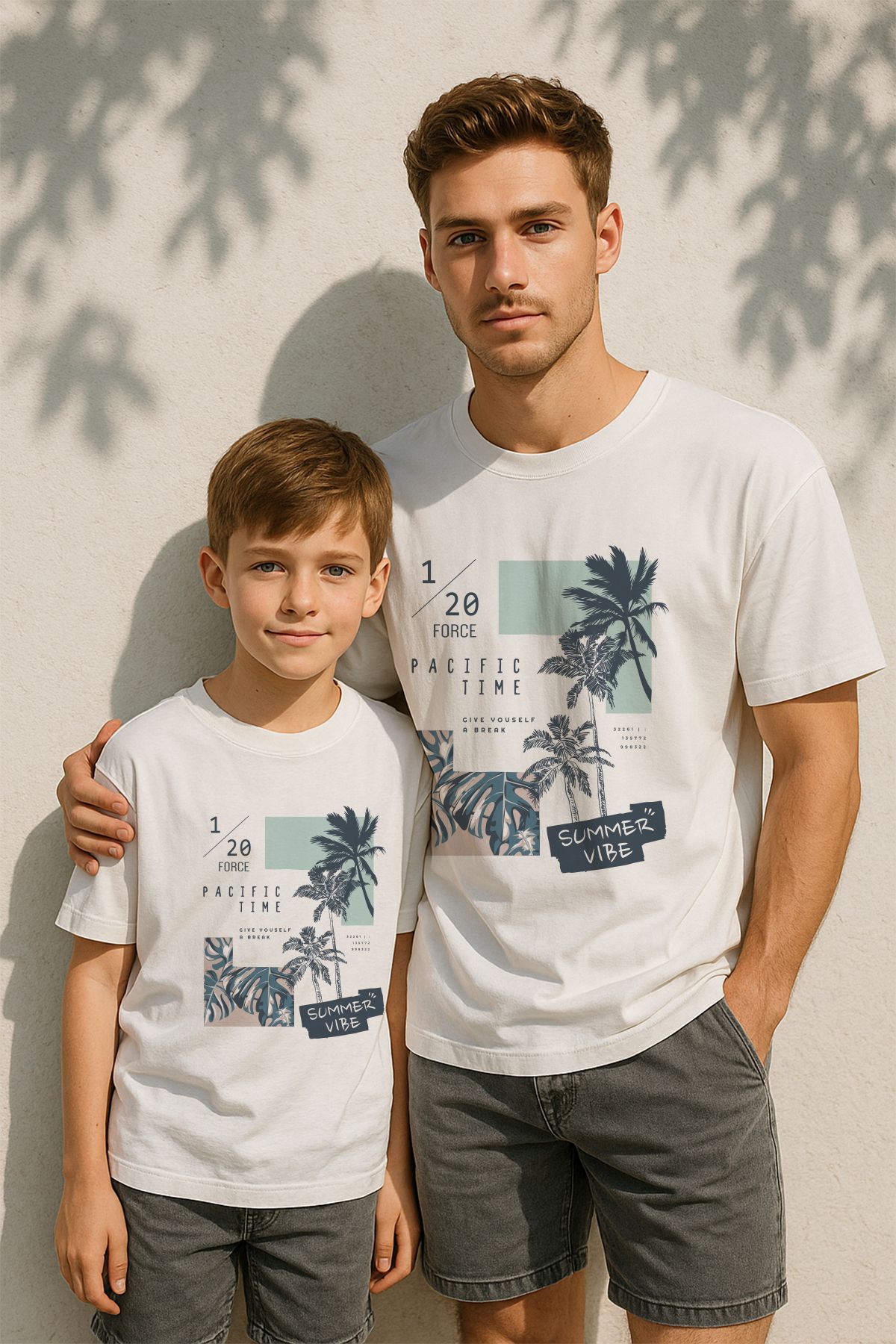 TARZ STİL Baba Oğul Uyumlu Summer vibe Baskılı Trend Tişört 14544