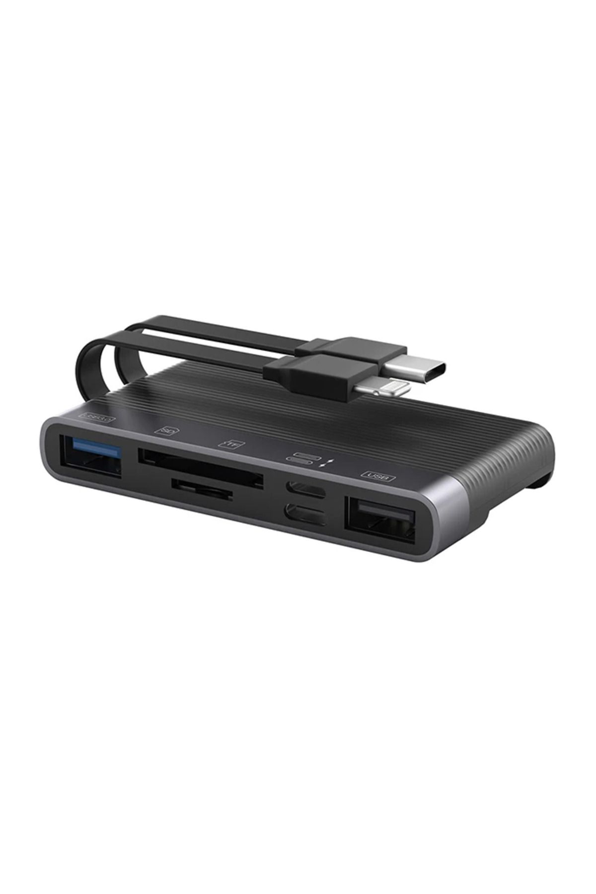 Marsilyan ALLY NK-1048HD 6in1 USB + Type-C + Lightning + SD-TF Kart Okuyucu Çevirici Adaptör - MCT1097-3625