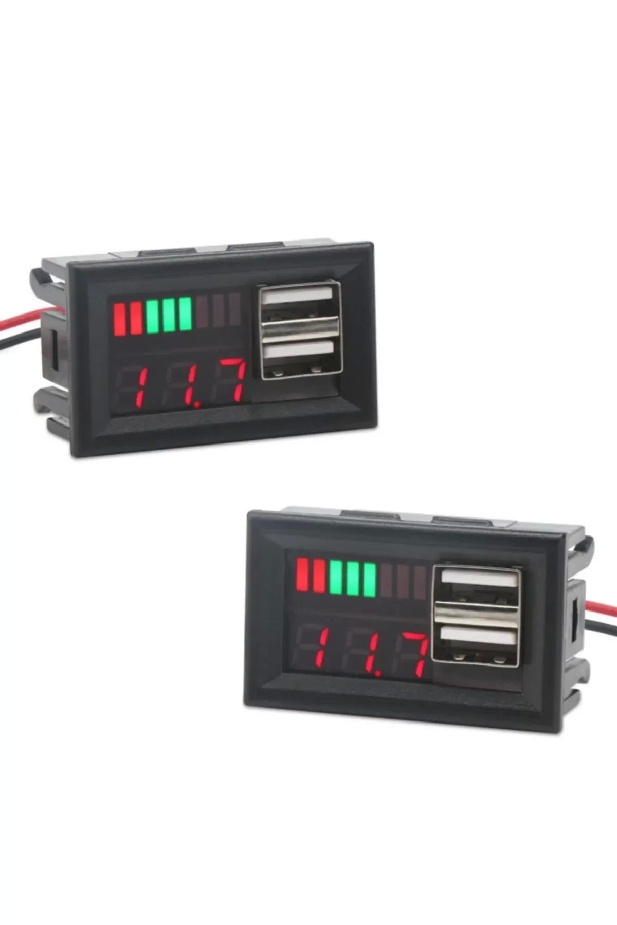 TIEE OEM Usb Soketli Voltmetreli Akü Kapasite Göstergesi 12v Pil Uyumlu