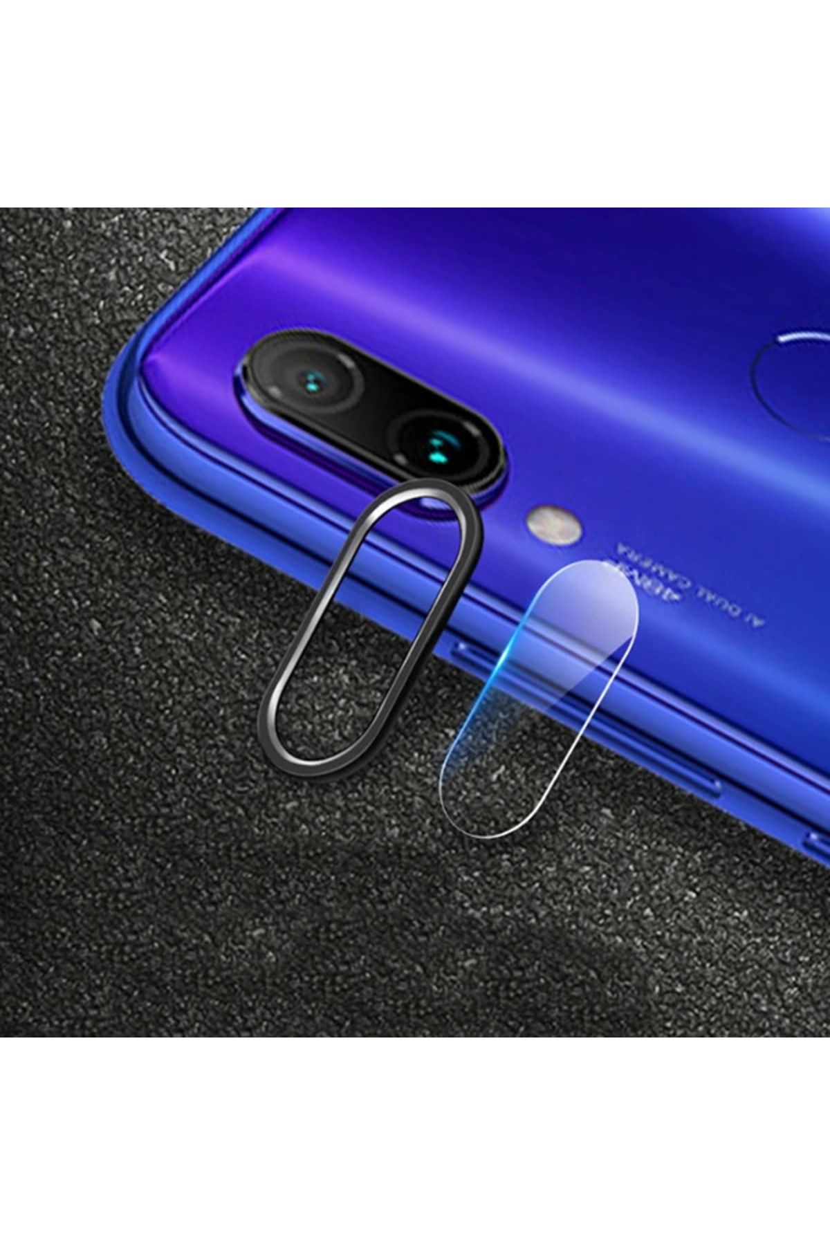 Marsilyan Xiaom Redmi Note 7 Kamera Koruma Metal Lens+ Kırılmaz Cam Set-(5775) - MCT7200-3718