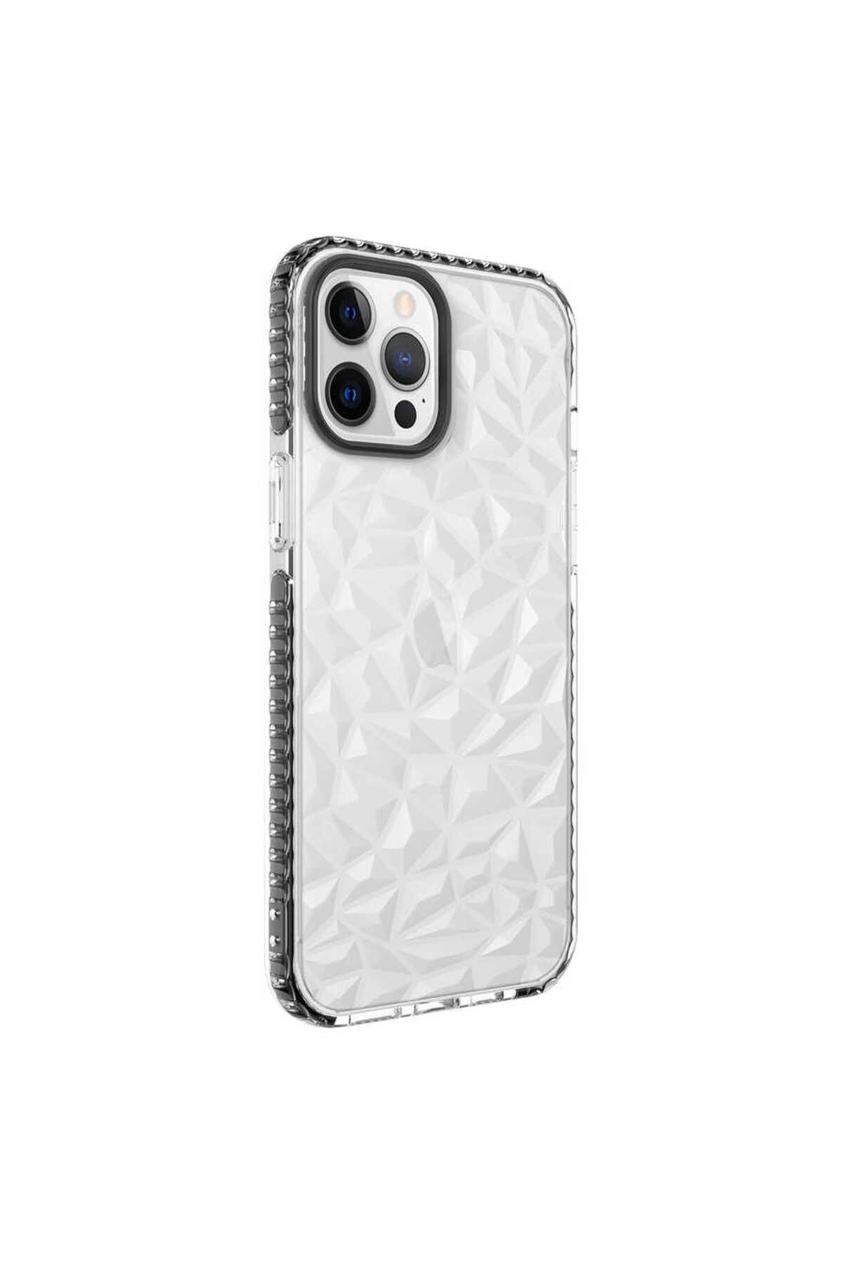 halkhouse Apple iPhone 12 Pro Max Kılıf Esnek Renkli Kristal Görünüm Buzz Silikon Kapak