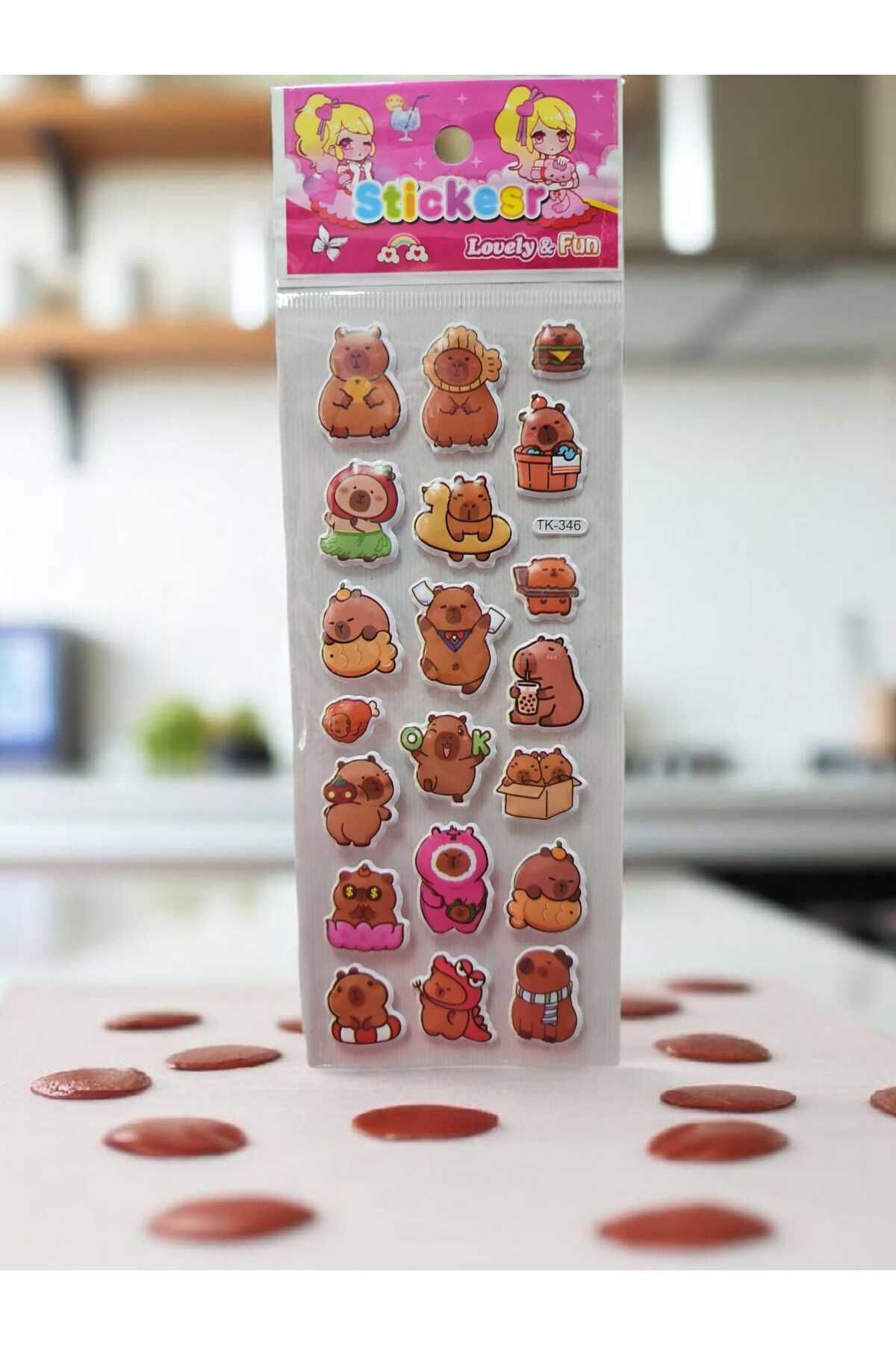 ALLStore Capybara (KAPİBARA) 20 li KABARTMALI STİCKER ETİKET SETİ TELEFON , TABLET ,SULUK VS.