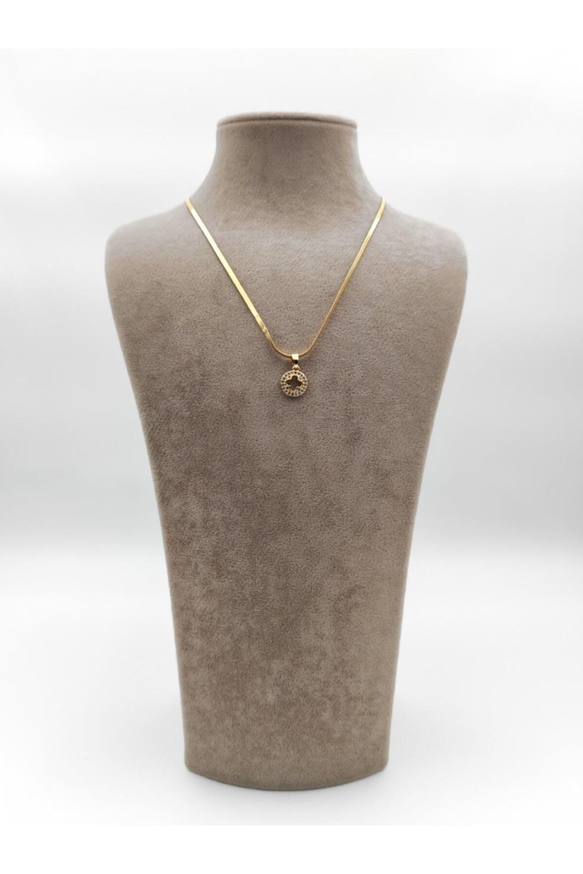 Nsl Jewels TAŞLI YUVARLAK MOTİF KOLYE