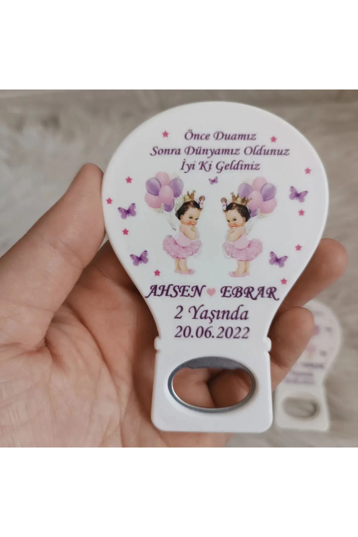 Doğrukan Hediyelik 25 adet ikiz kız bebek doğum günü balon açacak mevlüt magnet hediyelik