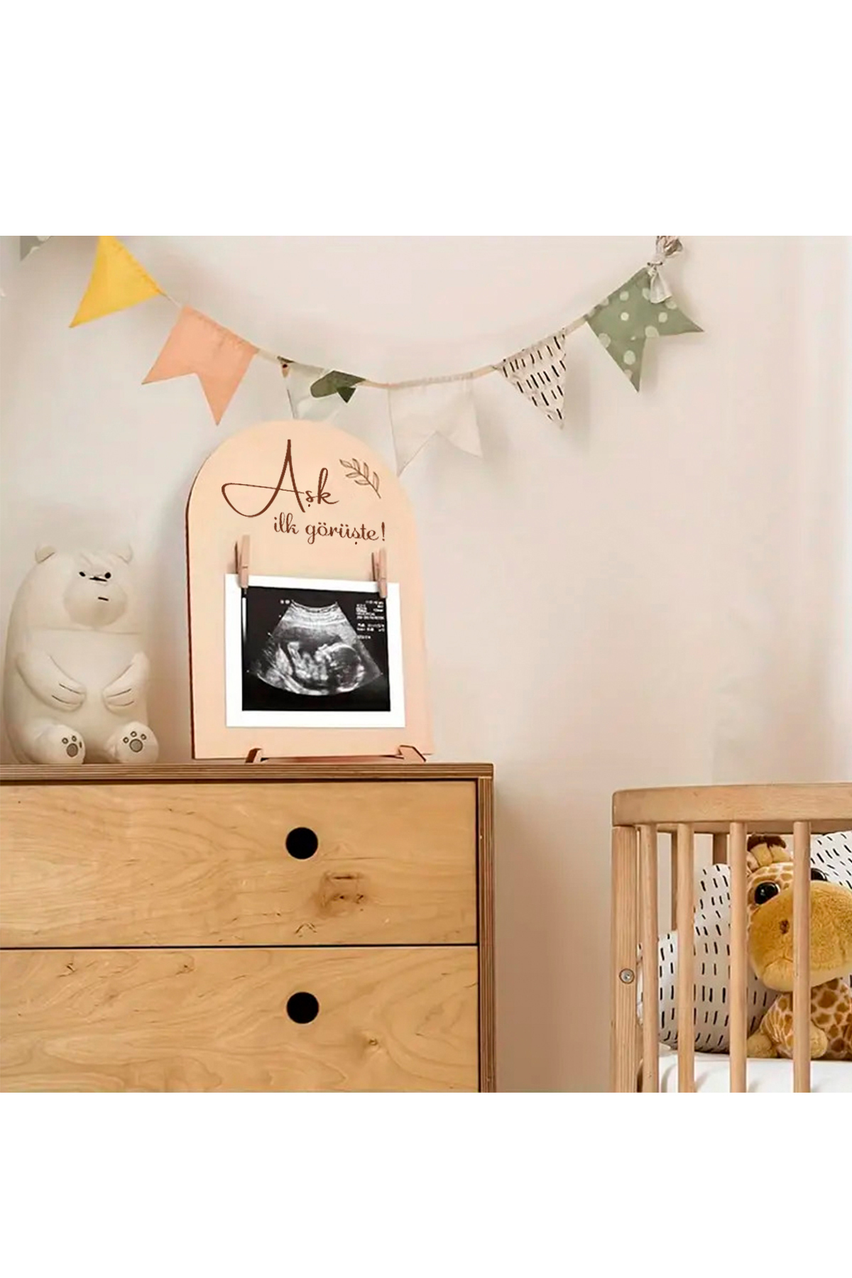 GONCA EĞİTİM "İlk Görüşte Aşk Bebek Ultrason Fotoğraf Çerçevesi Ahşap Hamilelik Hatıra Panosu Bebek fotoğrafı 3 (önizleme)
