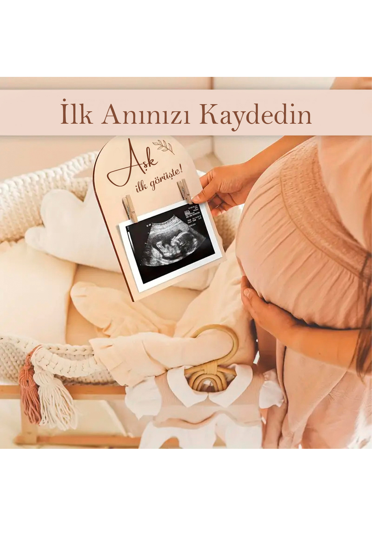 GONCA EĞİTİM "İlk Görüşte Aşk Bebek Ultrason Fotoğraf Çerçevesi Ahşap Hamilelik Hatıra Panosu Bebek fotoğrafı 2 (önizleme)