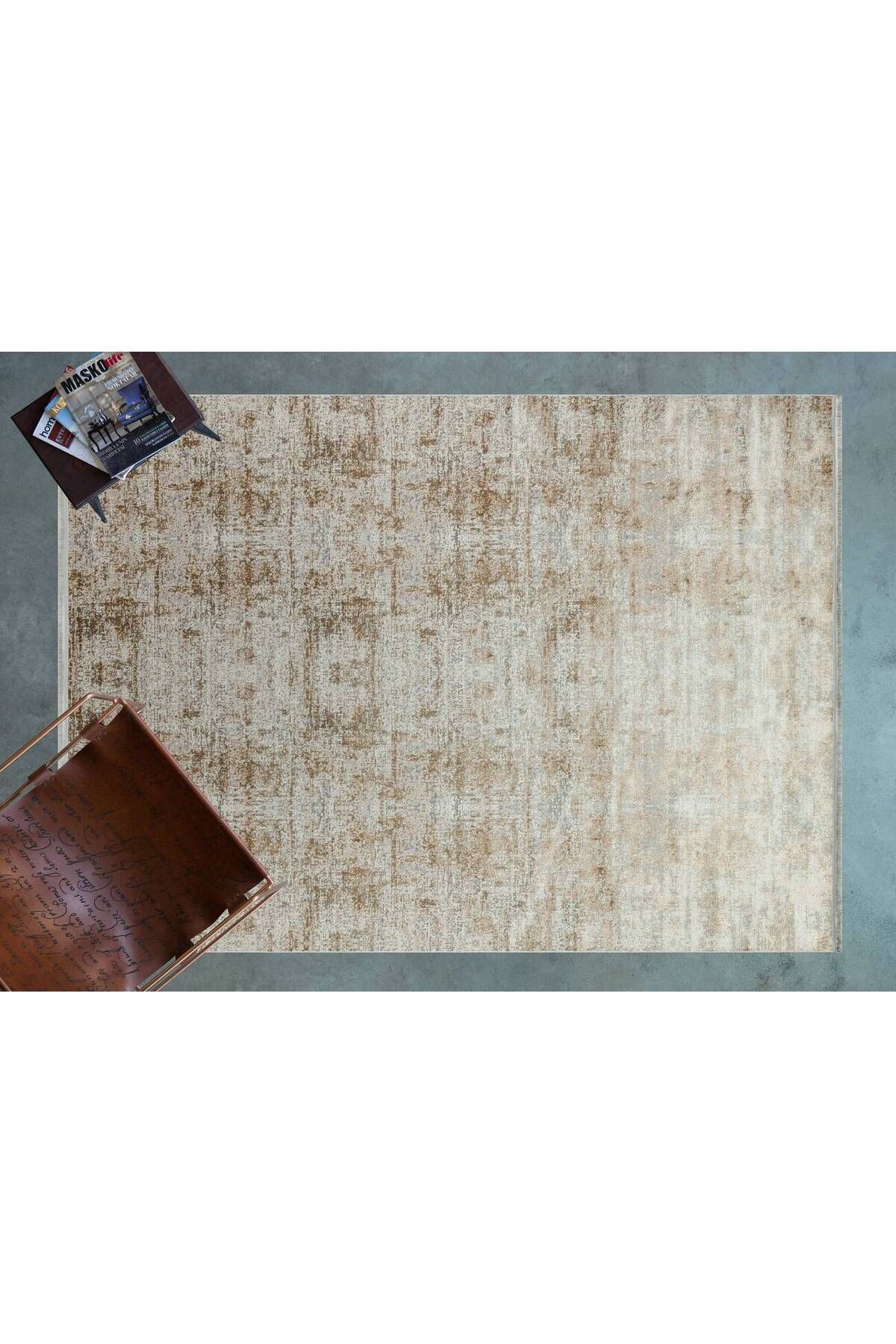 akbel halı & yatak exclusive home design Riena 1112 Vizon - Akrilik Polyester Halı | Kaymaz Tabanlı Dekoratif Halı