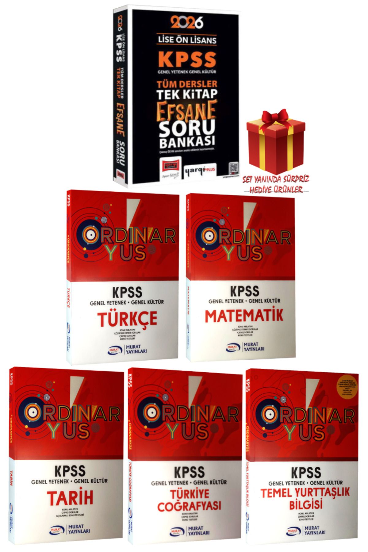 Yargı Yayınları 2026 KPSS Lise-Ön Lisans GY-GK Tek Kitap Soru Bankası + ORDİNARYÜS Konu Anlatımı + Hediye