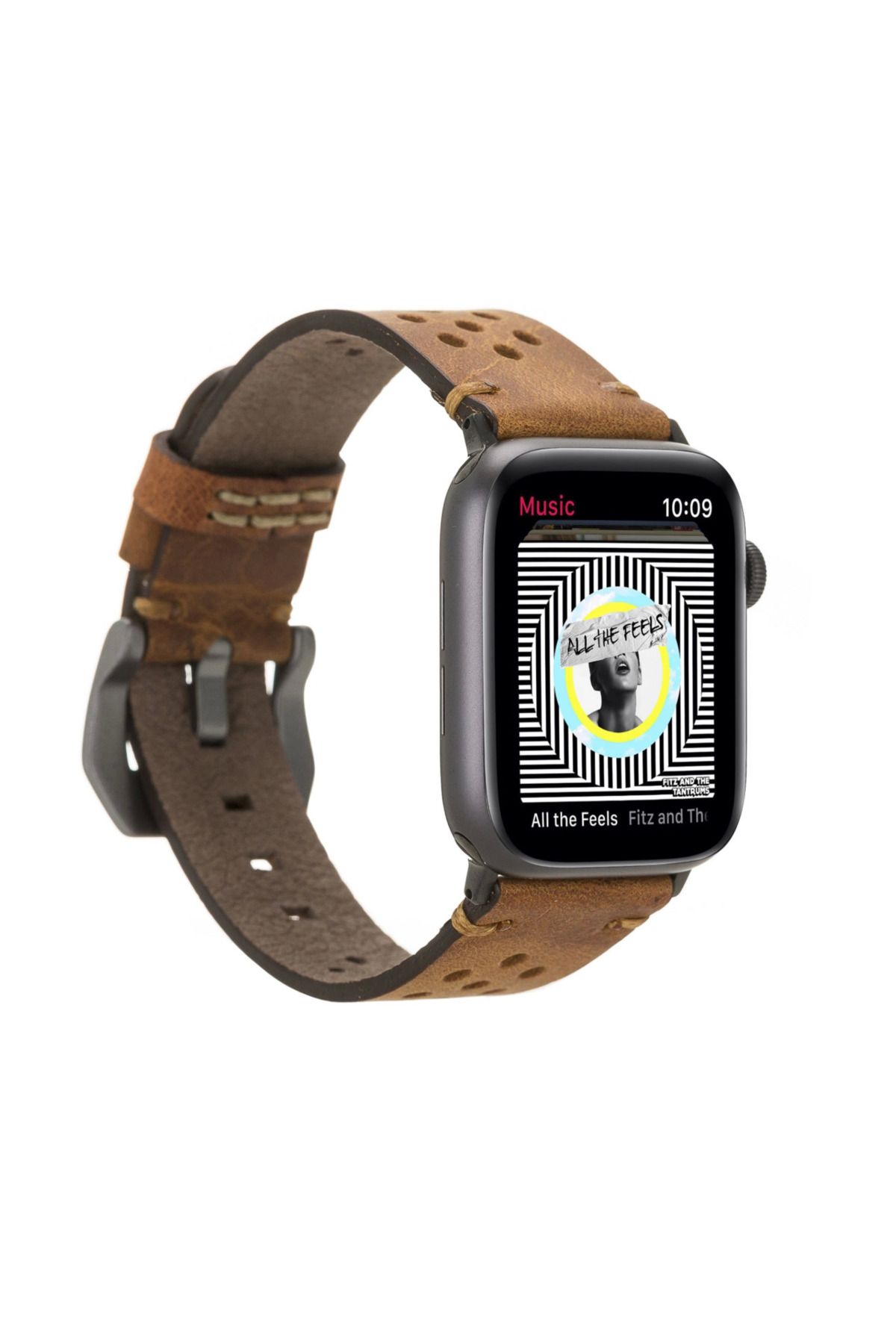 Vemora Apple Watch Uyumlu Deri Kordon Vigo 42-44-45mm G19 Taba