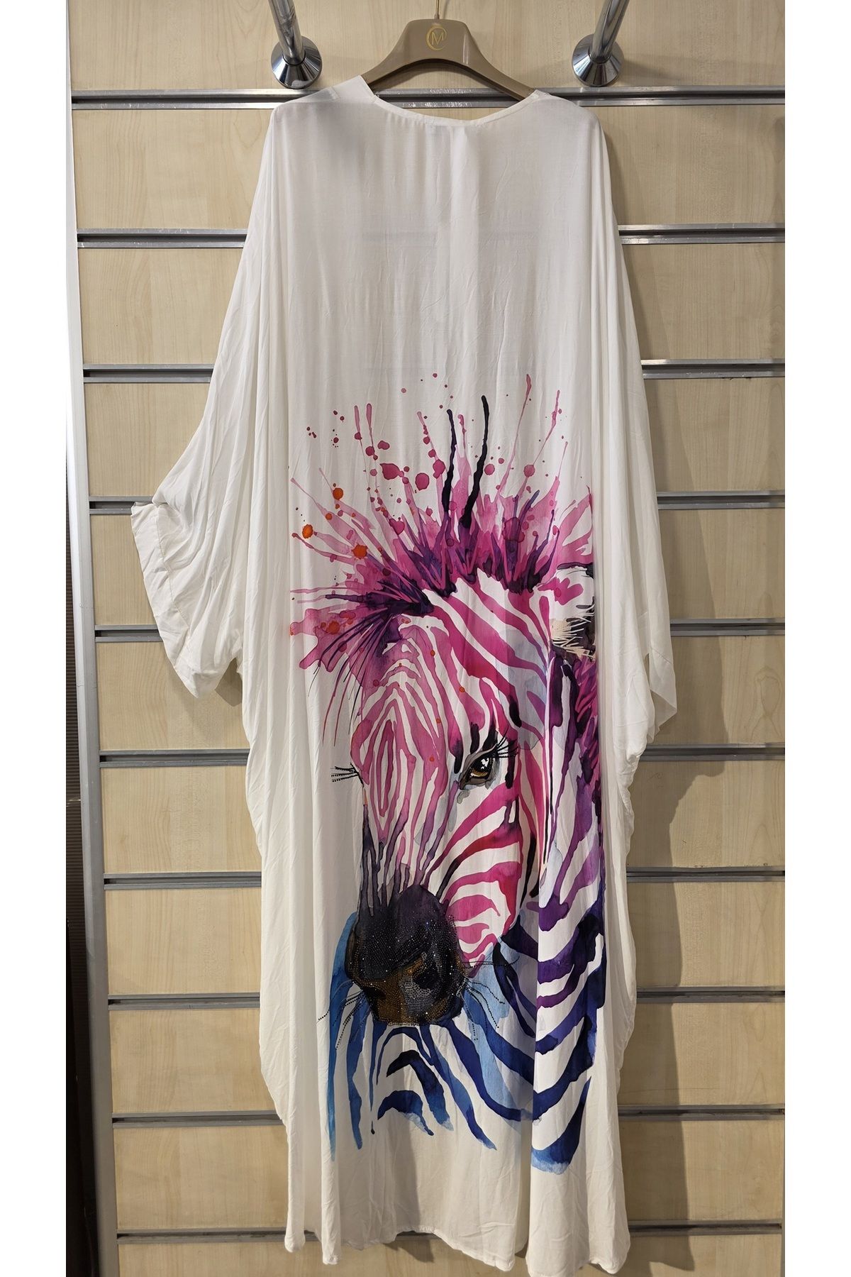 Park Moda Kimono Zebra Desen Beyaz