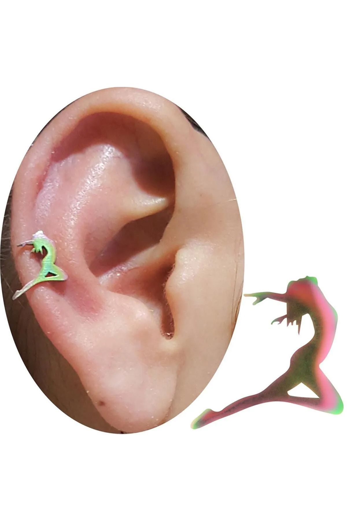Cadının Dükkanı Çelik Kadın Gökkuşağı Tragus Helix Kıkırdak Piercing