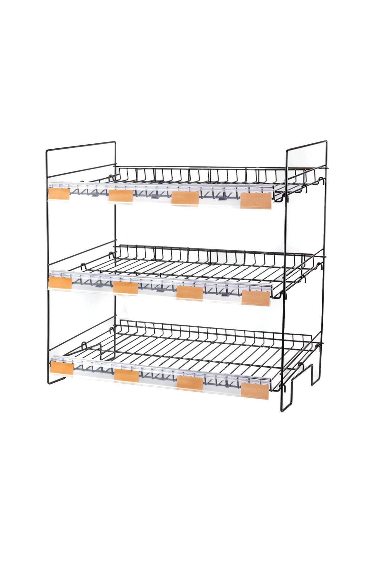 relaxstand 50x25 3 Katlı Tel Stand - Ürün Teşhir Standı ve Raf Organizeri | Market, Bakkal, Eczane İçin Sergile