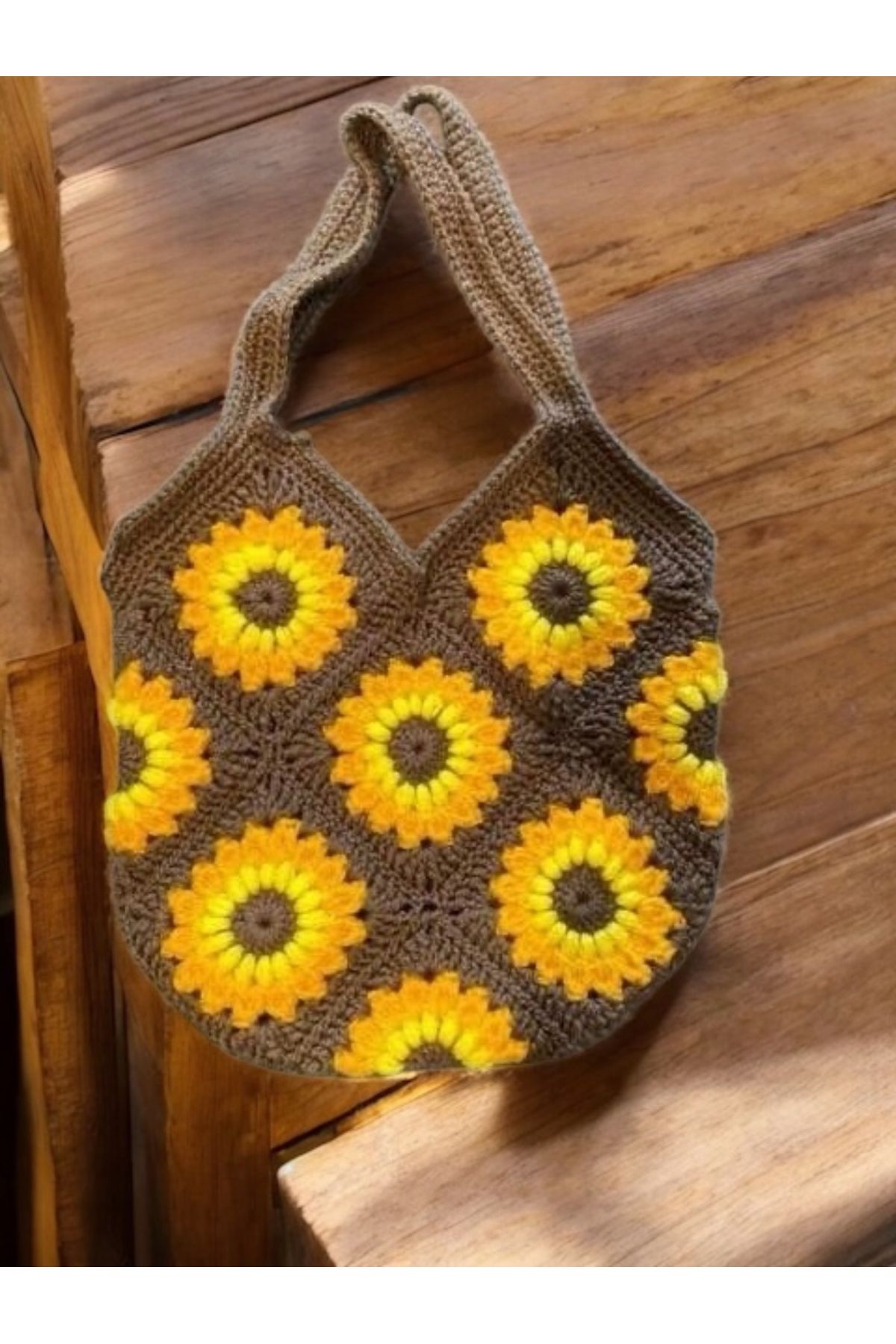 ZAHandmade Ayçiçek modeli tığ işi çanta