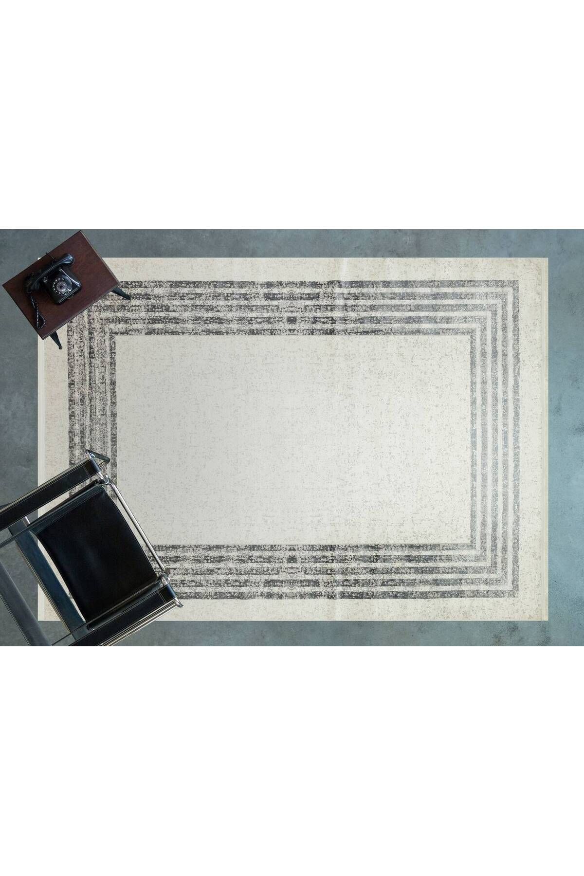 akbel halı & yatak exclusive home design Riena 1141 Gri - Akrilik Polyester Halı | Kaymaz Tabanlı Dekoratif Halı
