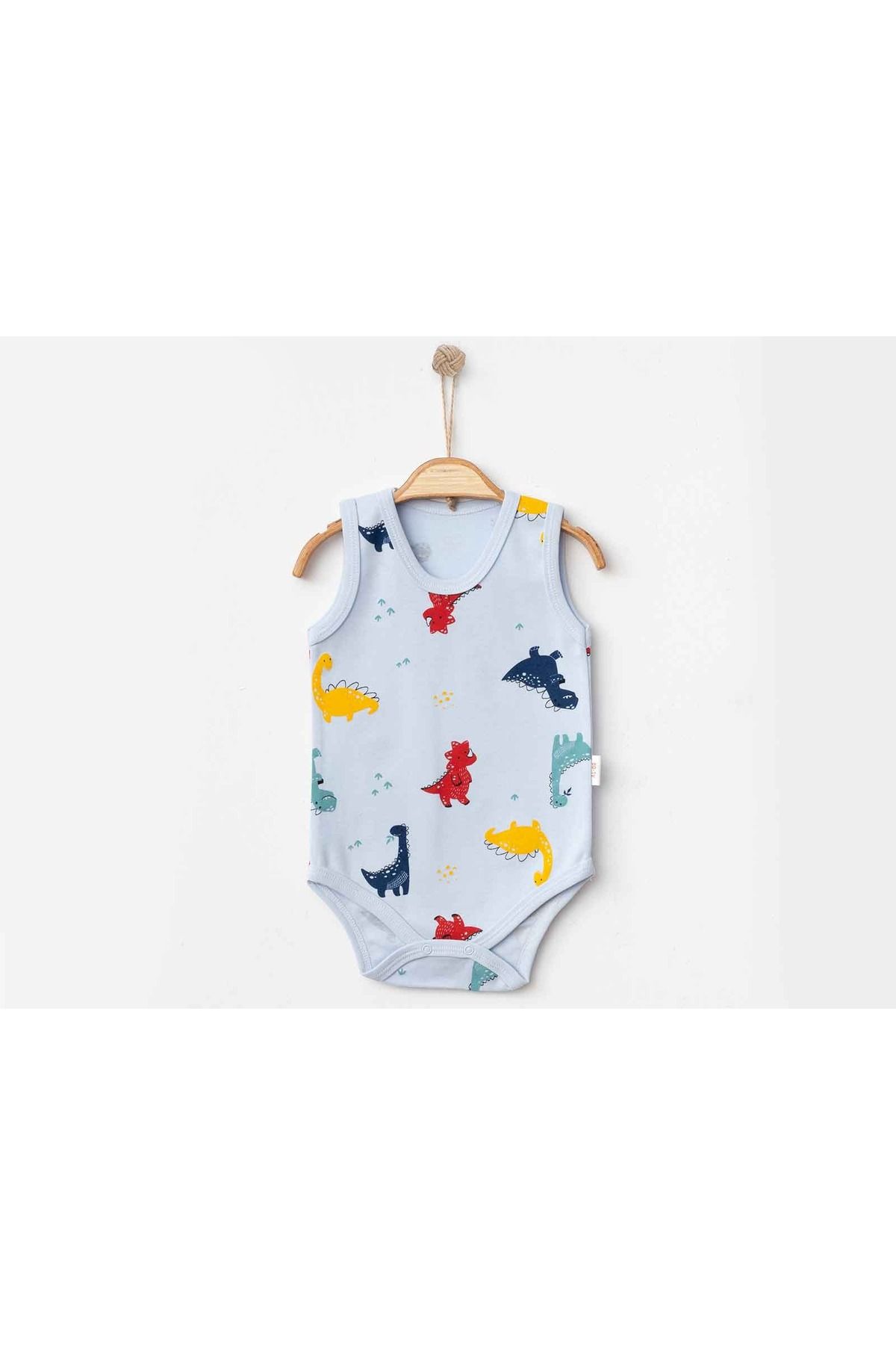 Bebello Kids 2’li Erkek Bebek Çıtçıtlı Body Takımı – Dinozorlu & Arabalı %100 Pamuk Zıbın Seti