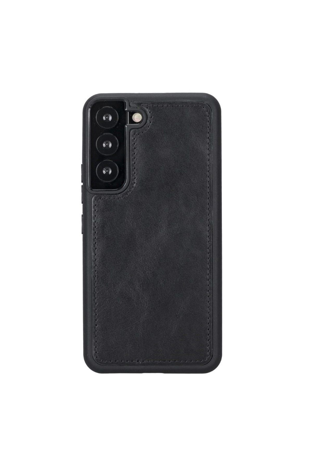 Vemora Samsung Galaxy S22 Uyumlu Deri Cüzdanlı Kılıf MWWN RST1 Siyah