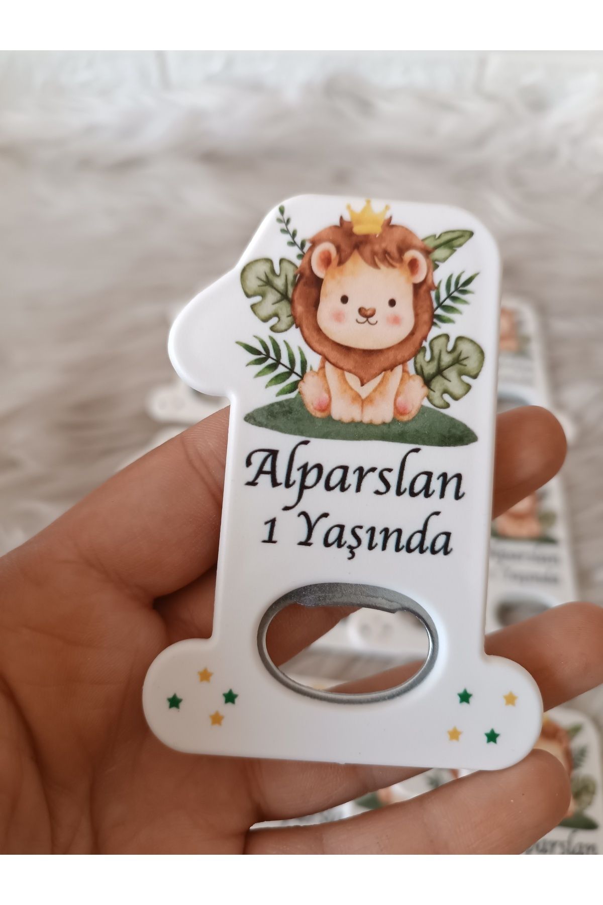 Doğrukan Hediyelik Aslan Figürlü 1 Rakam Açacak Yenidoğan Doğum Günü Hediyelik(10 adet)