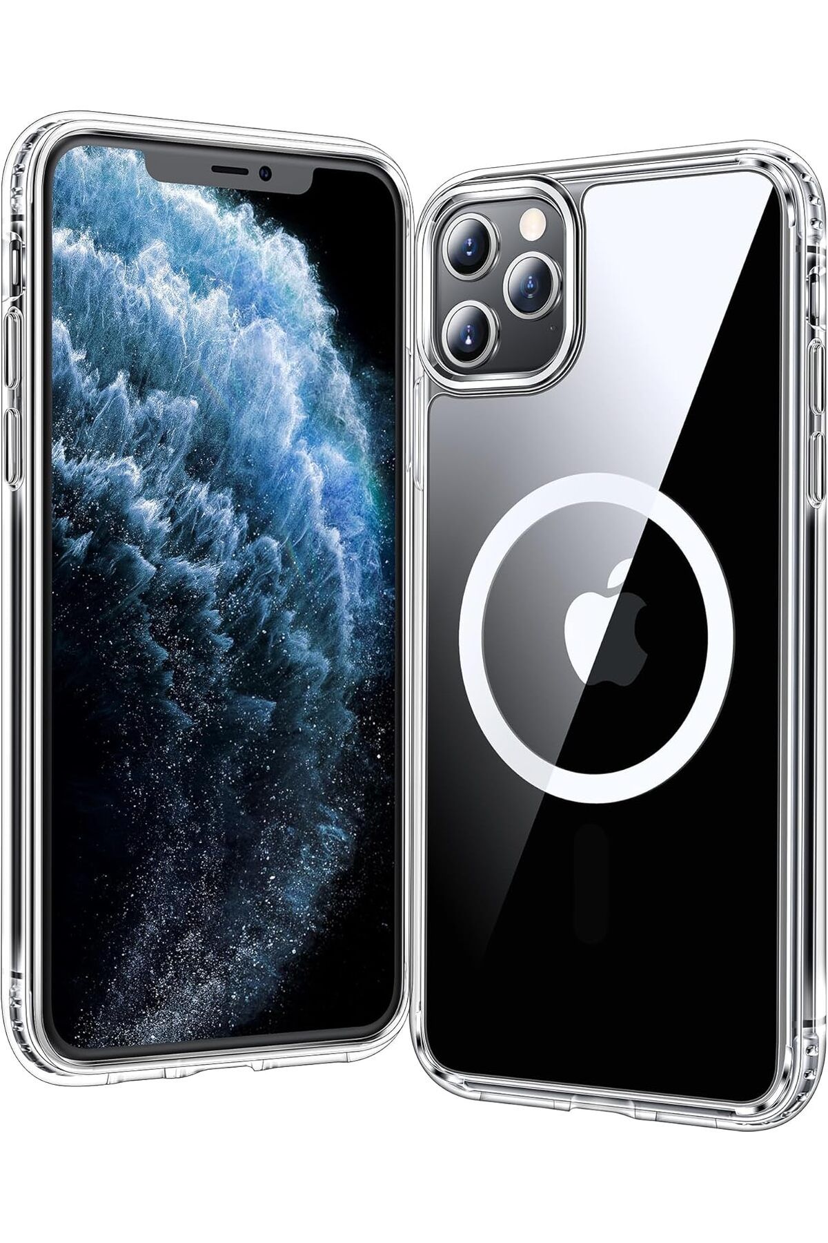 Ehr. iPhone 11 Pro Max Uyumlu Köşe Korumalı Darbe Emici Sert Sararmaz Şeffaf Magsafe Kılıf