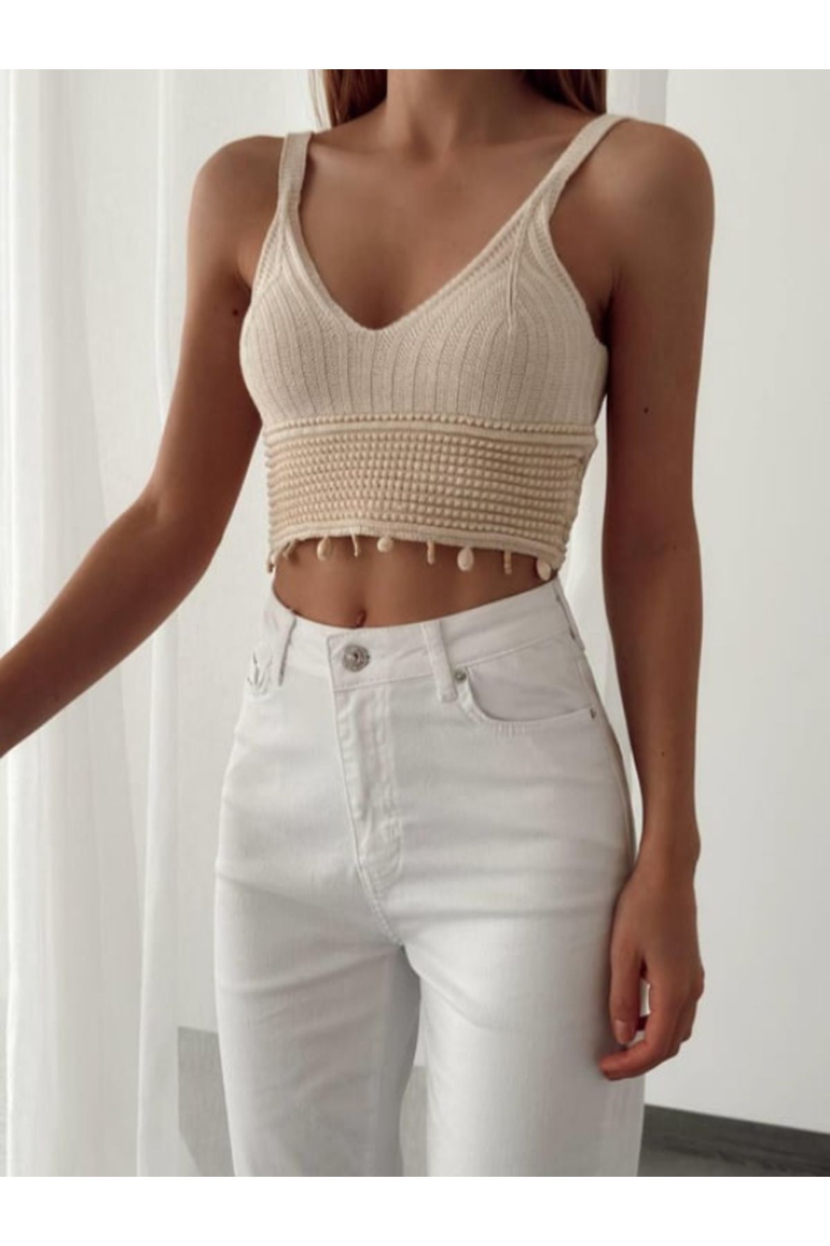 Eda Başak Atelier Beyaz Mom Jeans