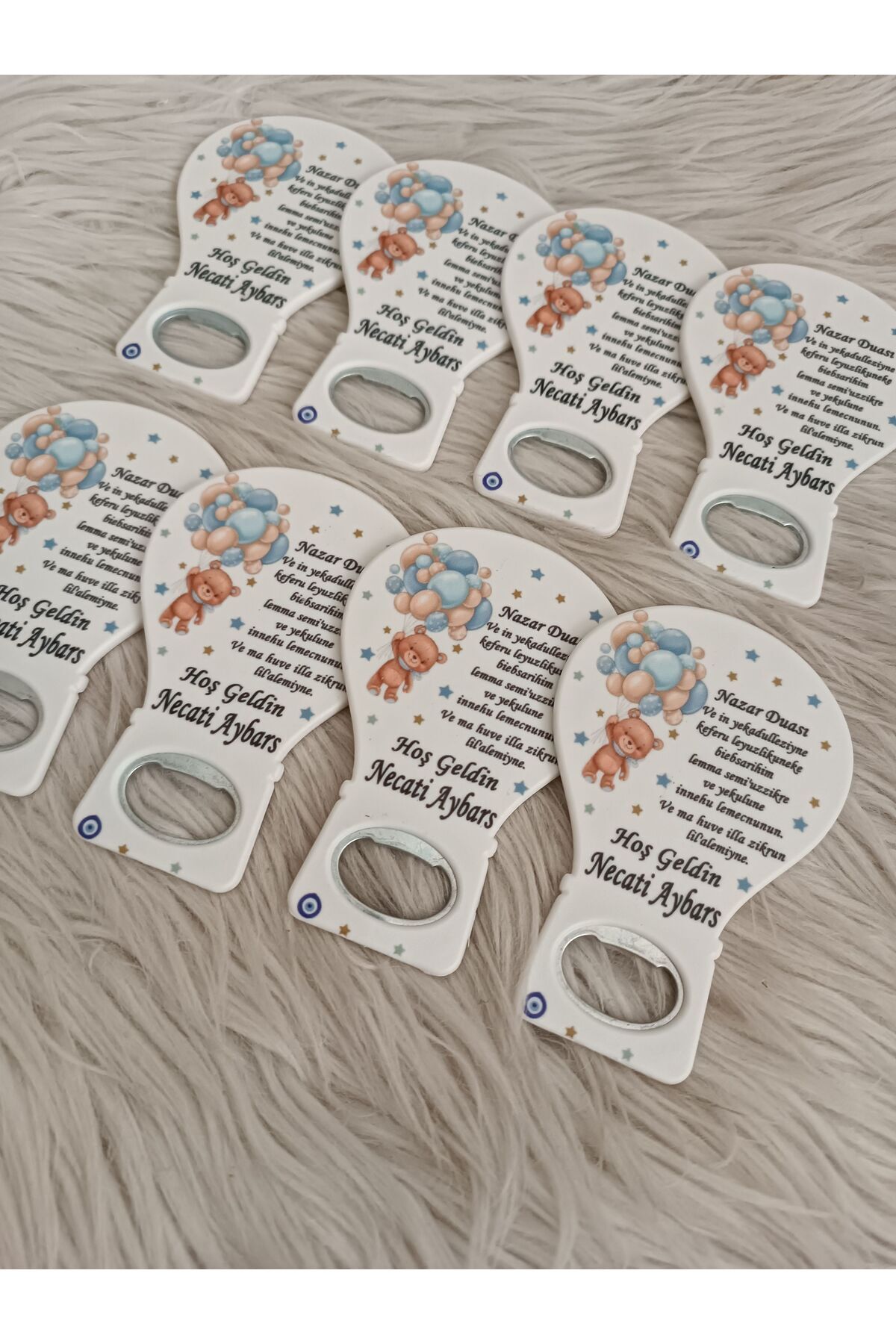 Doğrukan Hediyelik 25 adet balonlu ayıcıklı nazar dualı balon açacak yenidoğan doğum günü mevlüt magnet hediyelik fotoğrafı 2 (önizleme)