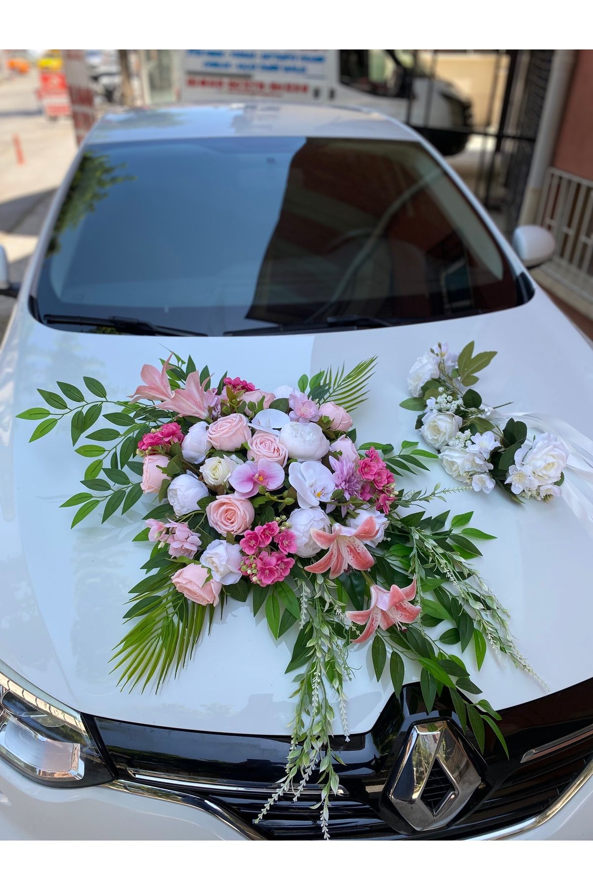 Z&B FLOWERS Gelin Araba Çiçeği Araba süsü vakumlu araba çiçeği yapay çiçek gelin araba süsü
