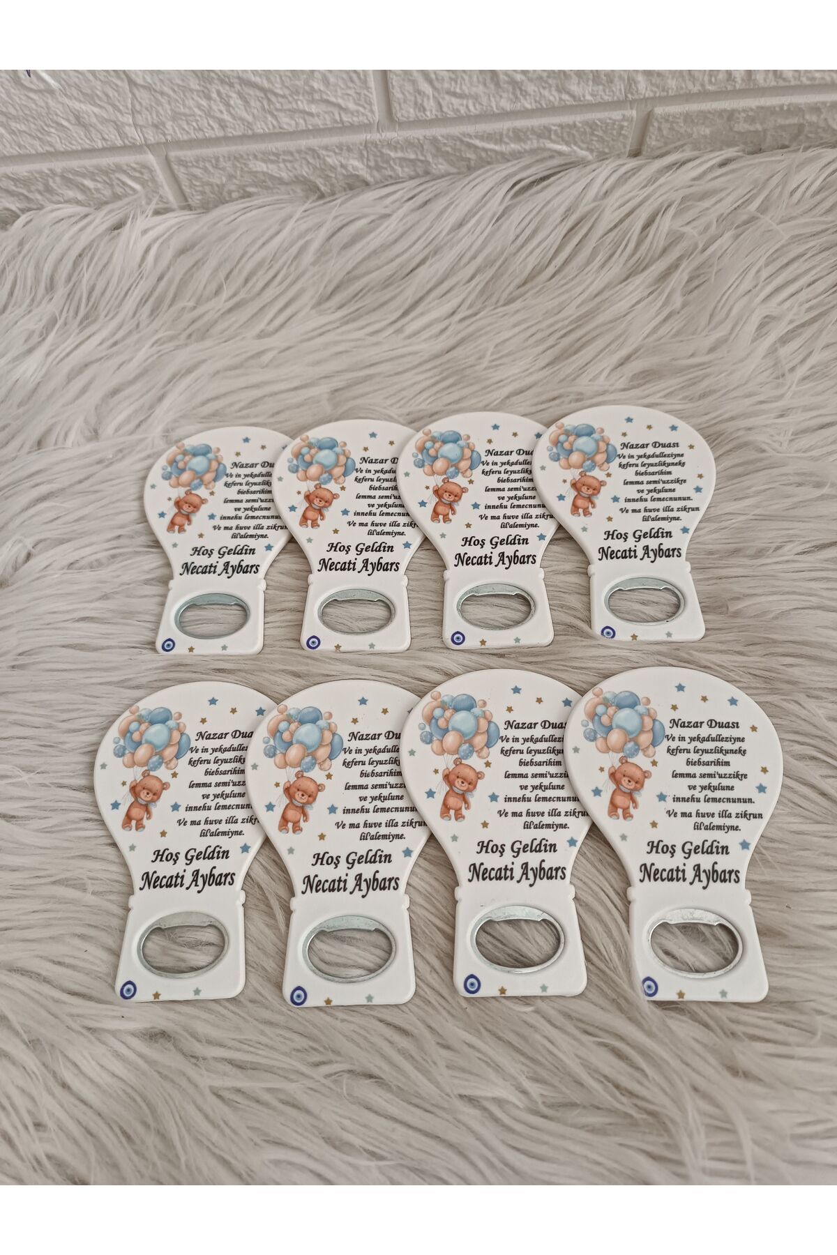 Doğrukan Hediyelik 25 adet balonlu ayıcıklı nazar dualı balon açacak yenidoğan doğum günü mevlüt magnet hediyelik fotoğrafı 3 (önizleme)