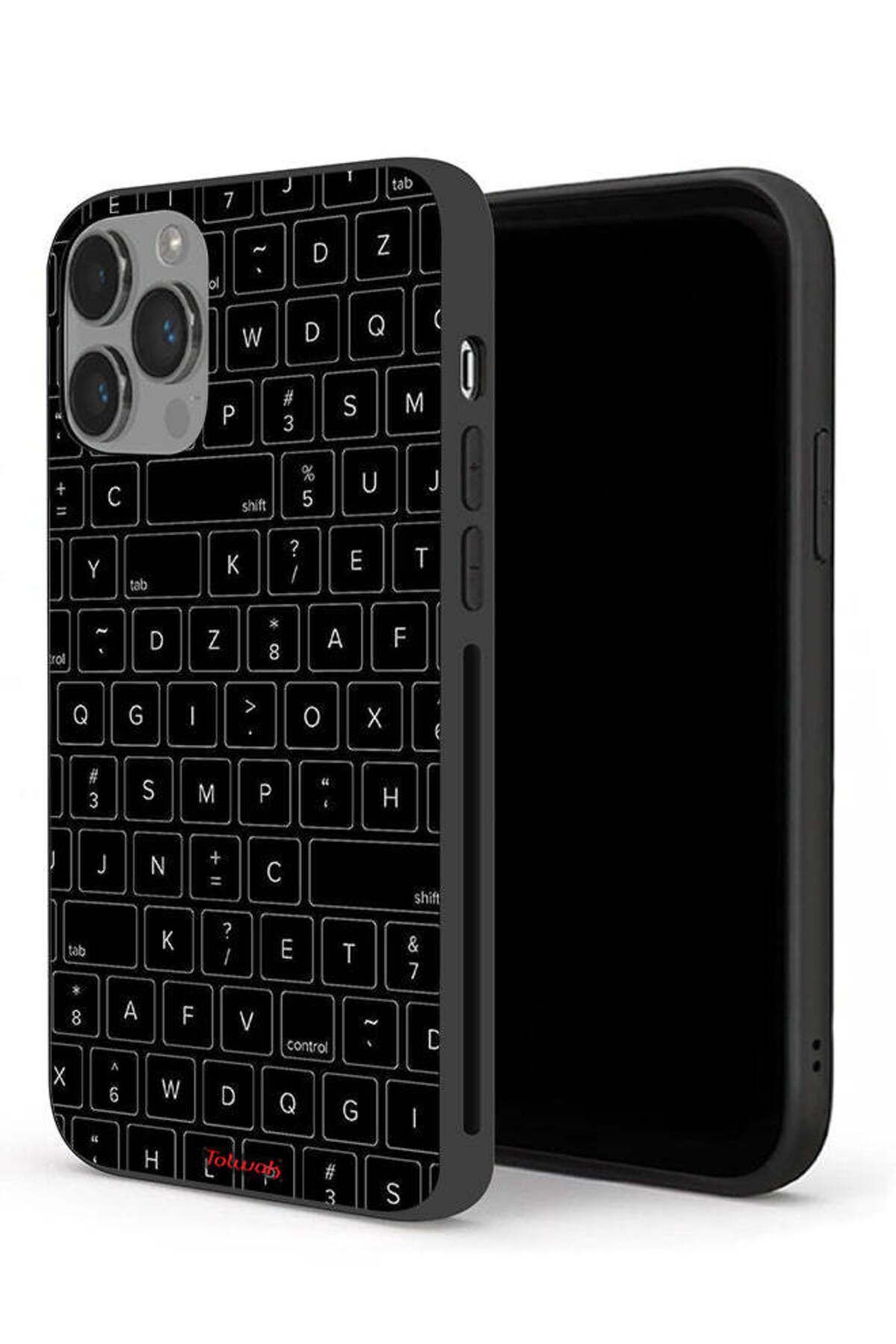 Tolwak-Apple iPhone 14 Pro Max Protective Case Random Keyboard Keys Pattern 1