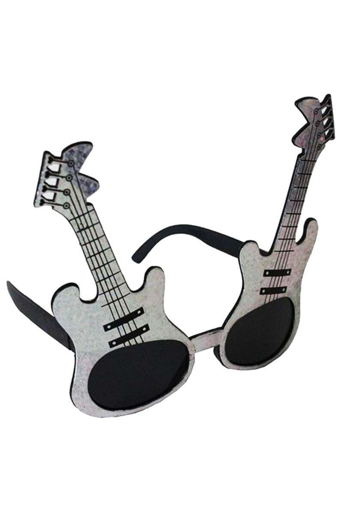 Emperium Gümüş Renk Rockn Roll Gitar Şekilli Parti Gözlüğü 15x15 cm
