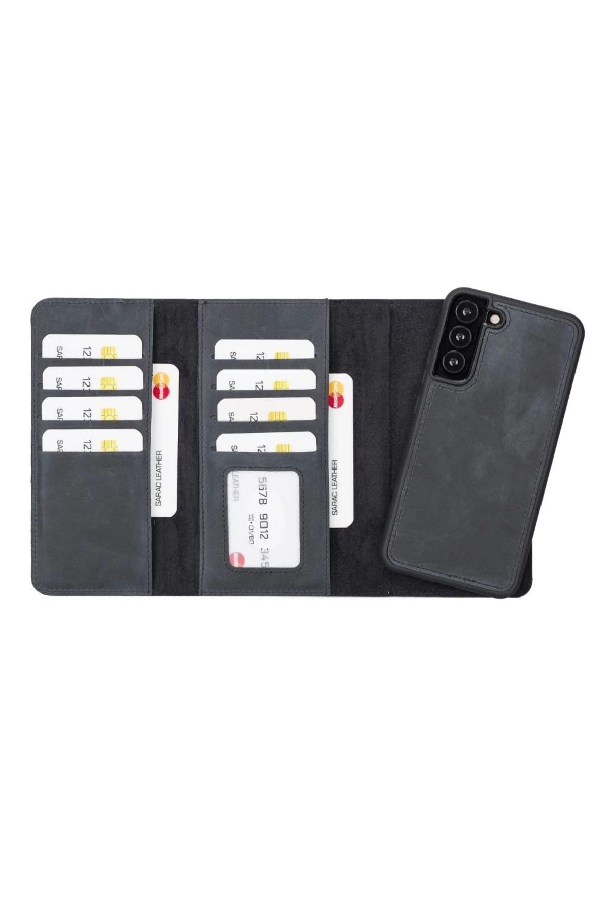 Vemora Galaxy S22 Plus Uyumlu Deri Cüzdanlı Kılıf Santa G1