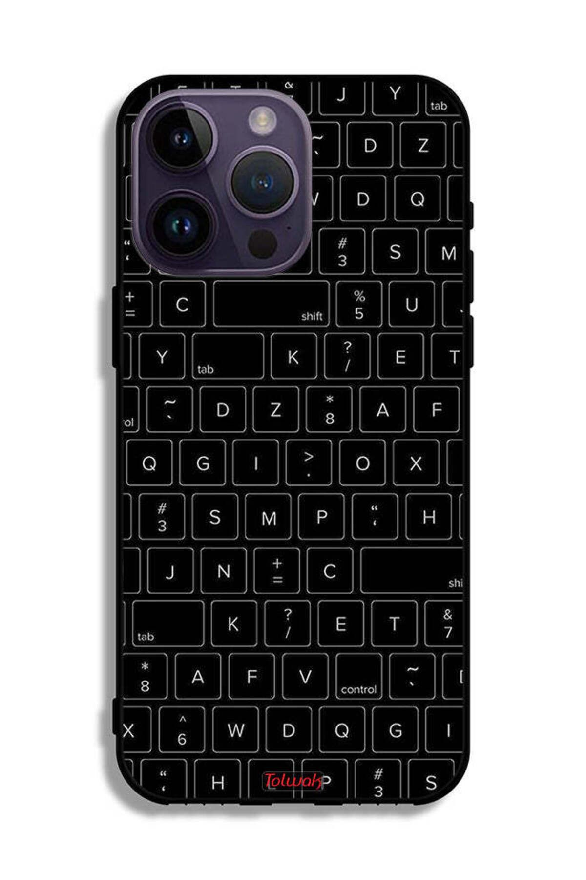 Tolwak-Apple iPhone 14 Pro Max Protective Case Random Keyboard Keys Pattern 2