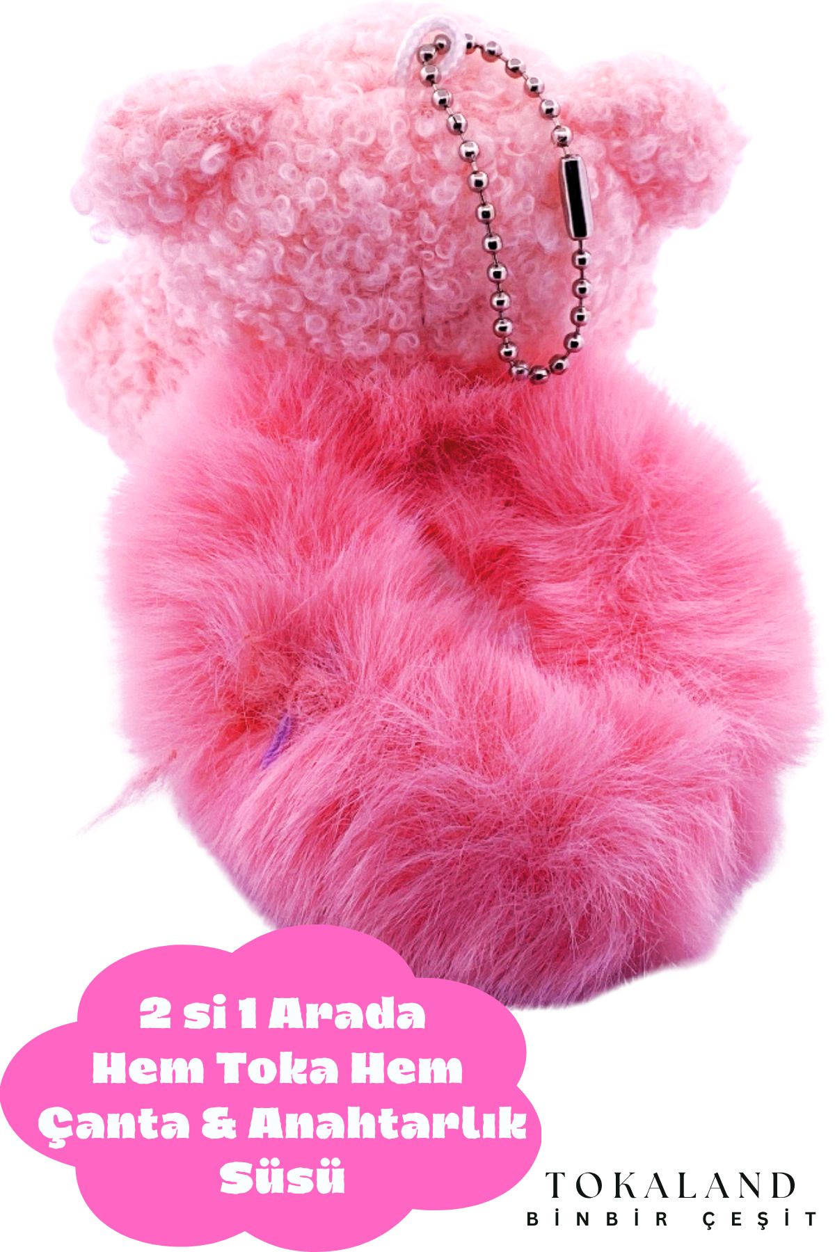 TOKALAND Peluş Ayıcıklı Toka - Saç Tokası Lastik Simit Toka - Ayıcıklı Kürklü Simit Toka - Sürpriz Hediyeli