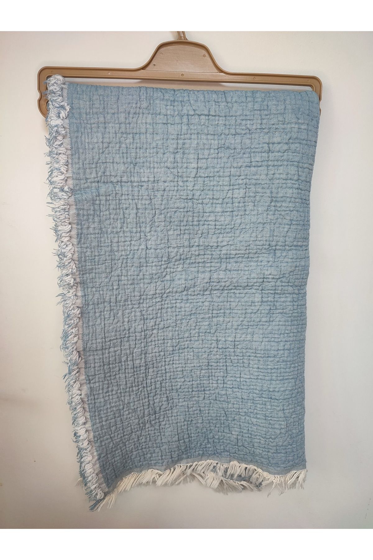 By Murat Bebe %100 Pamuk Püsküllü Bebek Müslin Battaniye Örtüsü 100x120