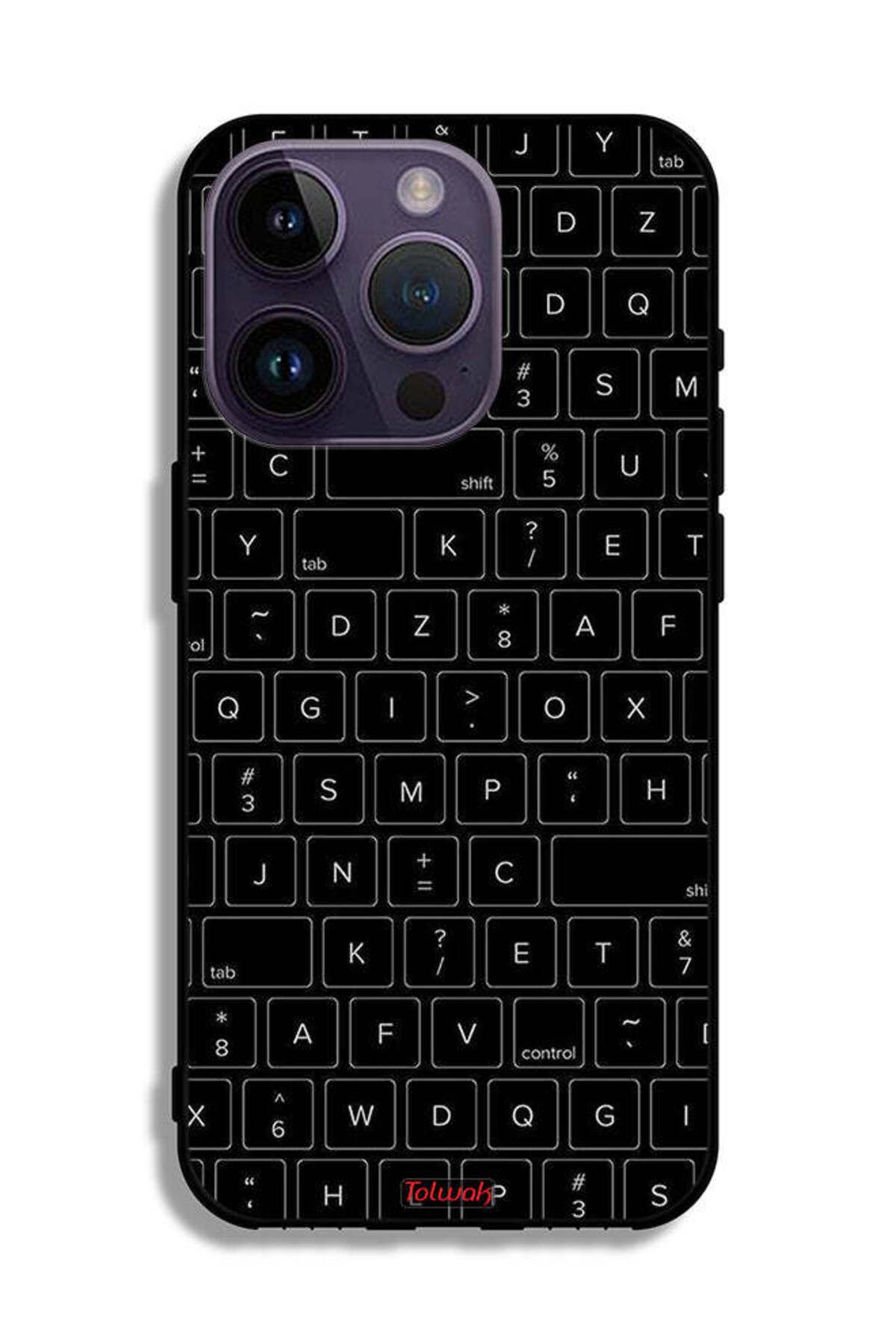 Tolwak-Apple iPhone 14 Pro Protective Case Random Keyboard Keys Pattern 2