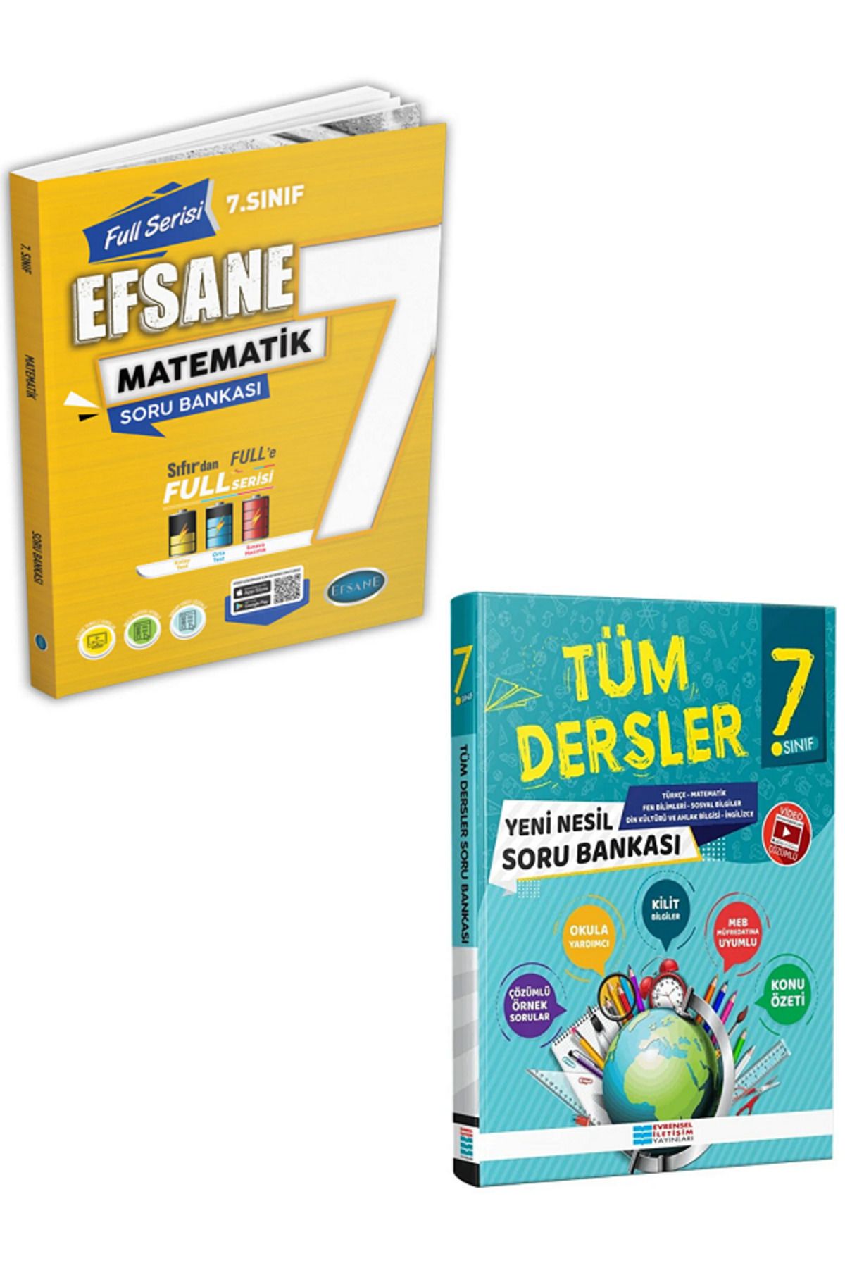 Evrensel İletişim Yayınları 7.Sınıf Efsane FULL Matematik Soru Bankası + 7.Sınıf Evrensel Tüm Dersler Soru Bankası / 2 KİTAP