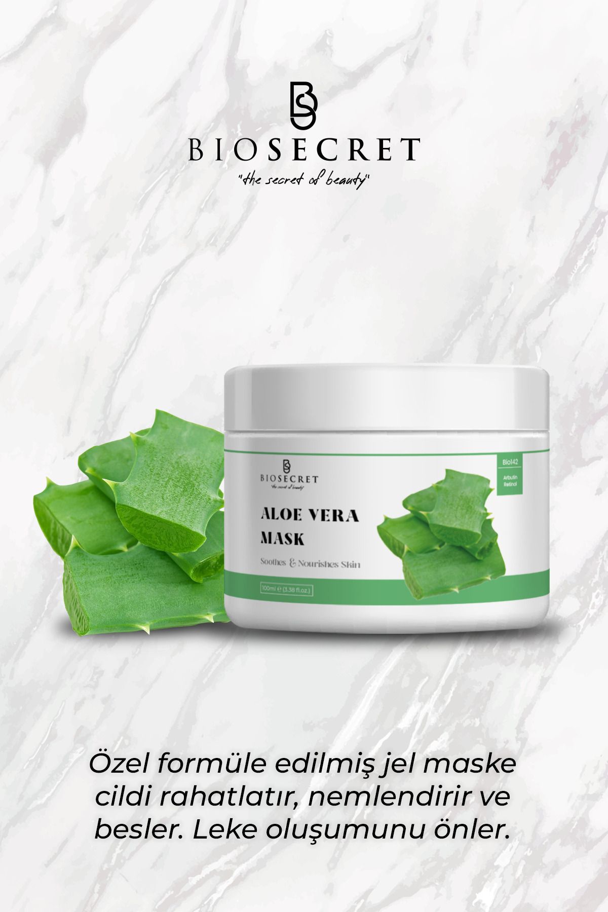 Biosecret Aloe Vera Gel Mask 100ml Leke Karşıtı Anti Gözenek Ton Eşitleyici Cilt Yenileyici Bio144