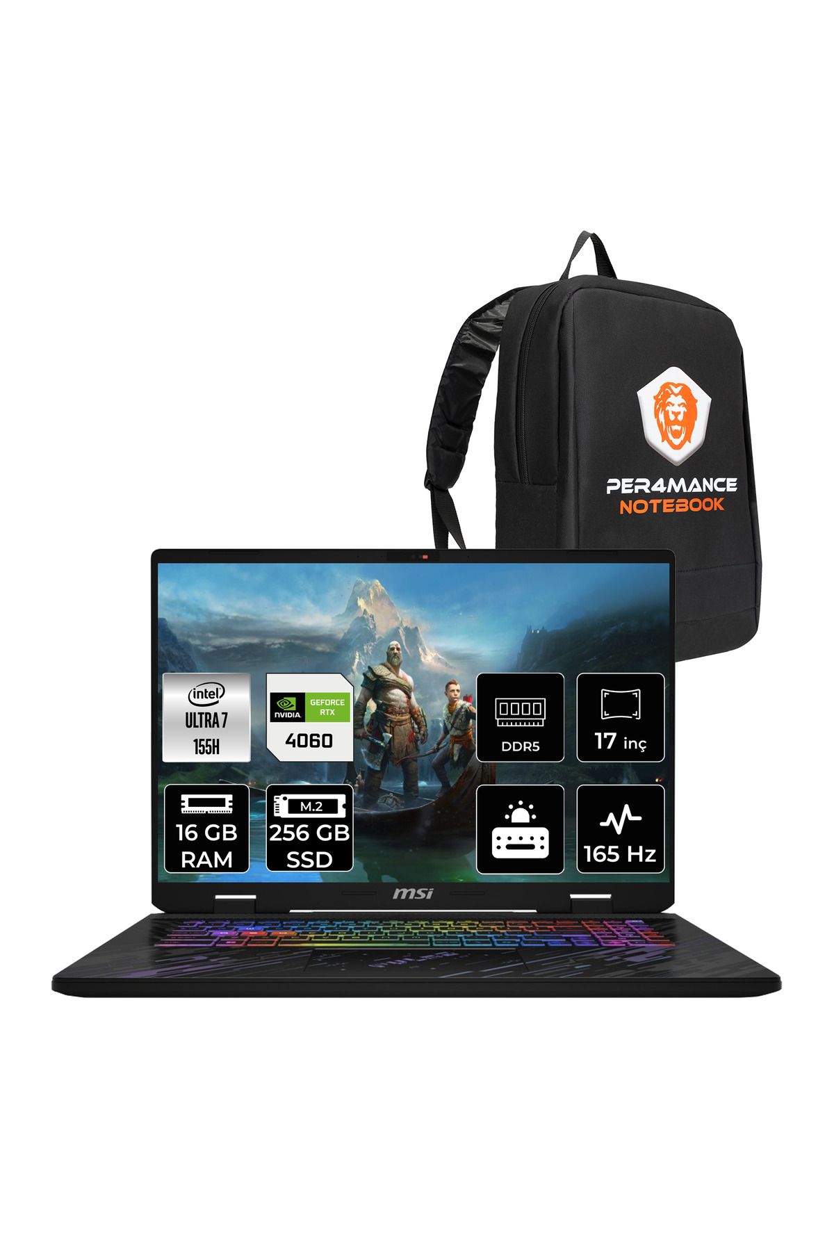 MSI Pulse 17 AI Ultra 7 155H 16GB 256GB SSD RTX4060/8GB 140W 17" WUXGA 165Hz FDOS C1VFKG & ÇANTA