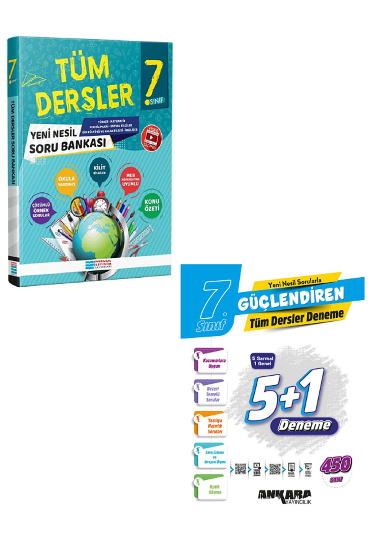 Evrensel İletişim Yayınları 7.Sınıf Evrensel Tüm Dersler Soru Bankası + 7.Sınıf Ankara Güçlendiren 5+1 Tüm Ders Deneme / 2 KİTAP
