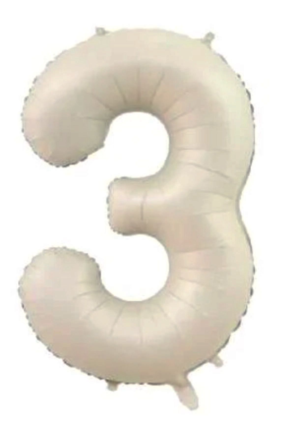 Masal Şekerleme 3 Rakam Krem Folyo Balon 75 cm Folyo Balon