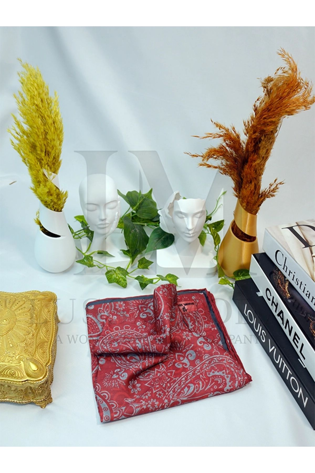 LUSSAMODA SOFT PAMUKLU DESENLİ EL DİKİŞ EŞARP