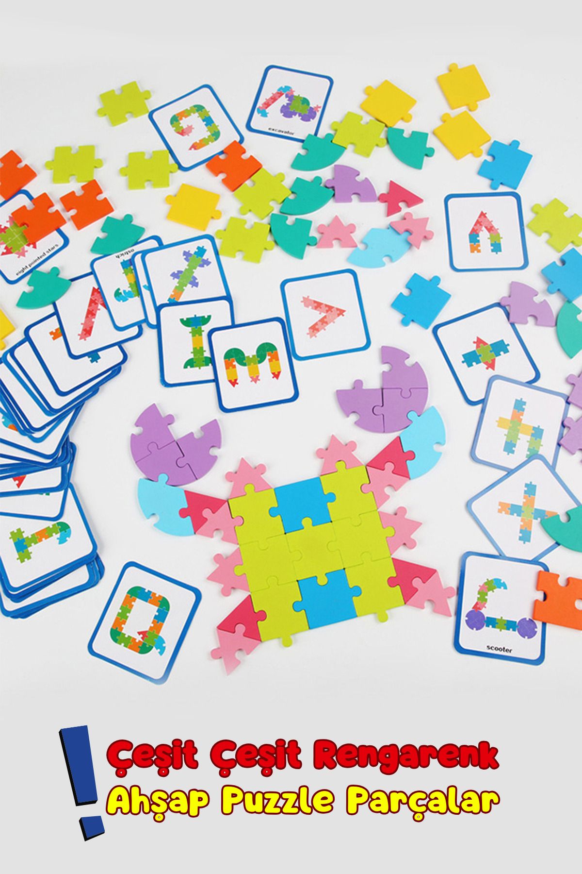 GONCA EĞİTİM Ahşap Eğitici Yapboz Puzzle Oyuncak | Montessori Zeka Geliştirici | Şekil ve Renk Tanımlama