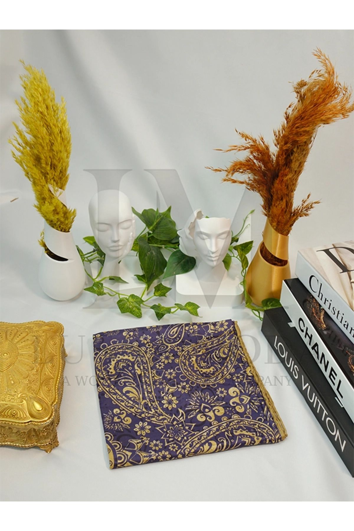 LUSSAMODA SOFT PAMUKLU DESENLİ EL DİKİŞ EŞARP