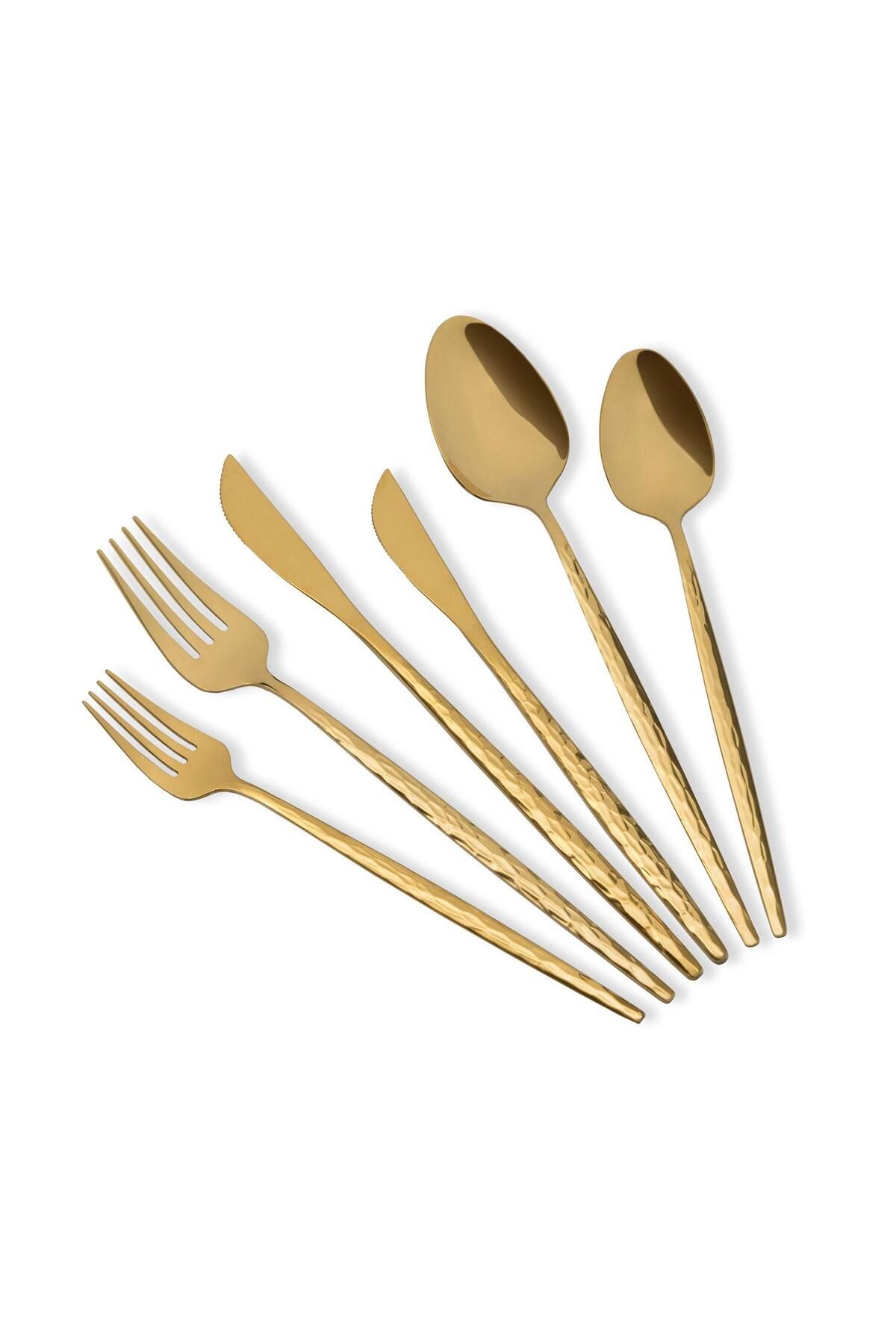 The Mia Shiny Çatal Kaşık Bıçak Takımı Gold 36 Parça