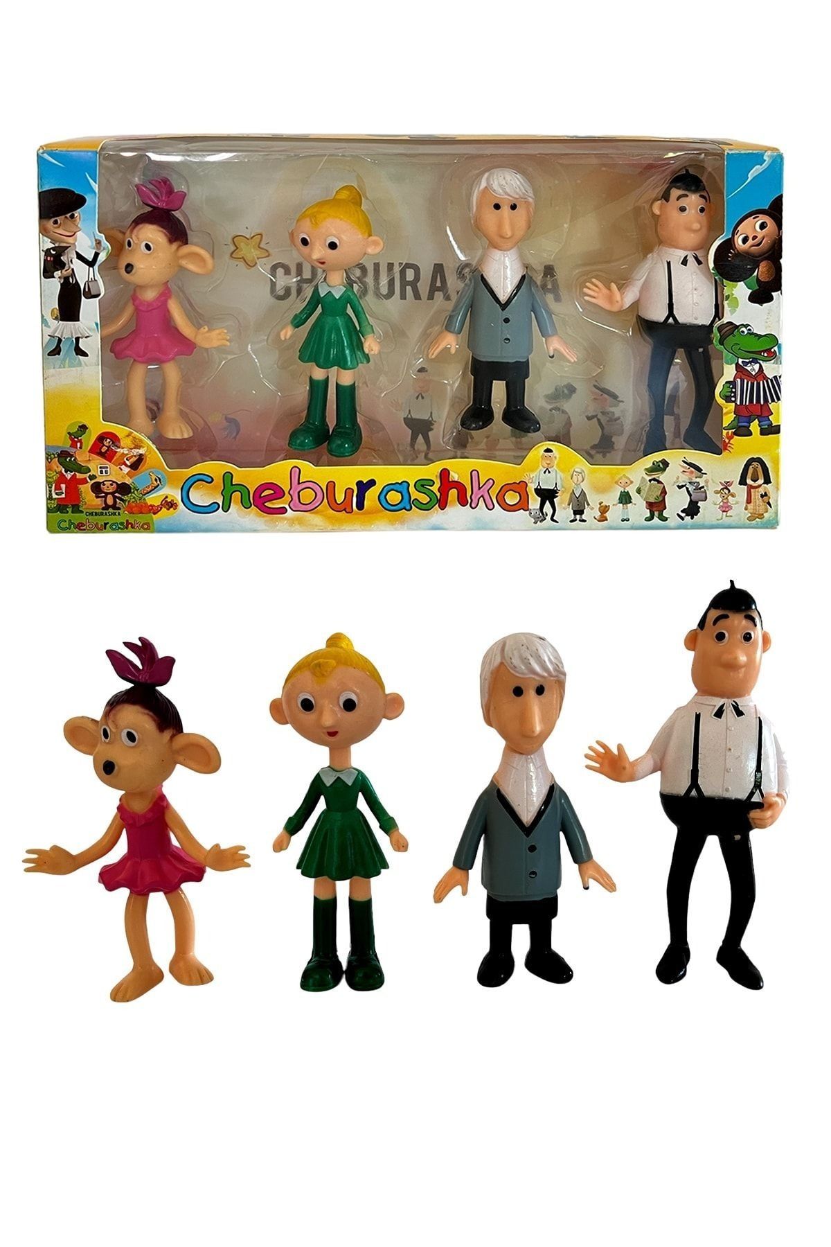 teknotrust Sevimli Cheburashka 4'lü Oyuncak Seti, Eğlenceli ve Renkli Tasarım