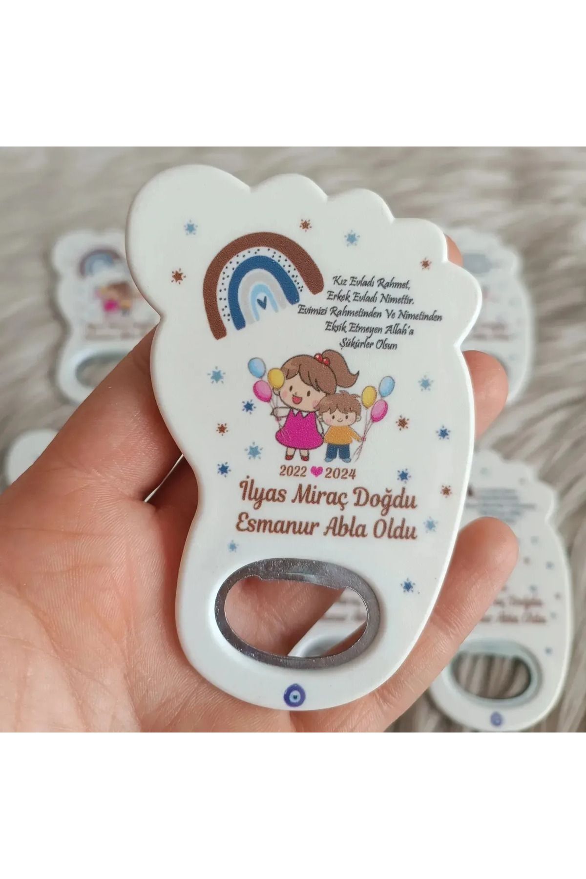 Doğrukan Hediyelik 25 adet abla kardeş ayak izi açacak yenidoğan doğum günü magnet hediyelik