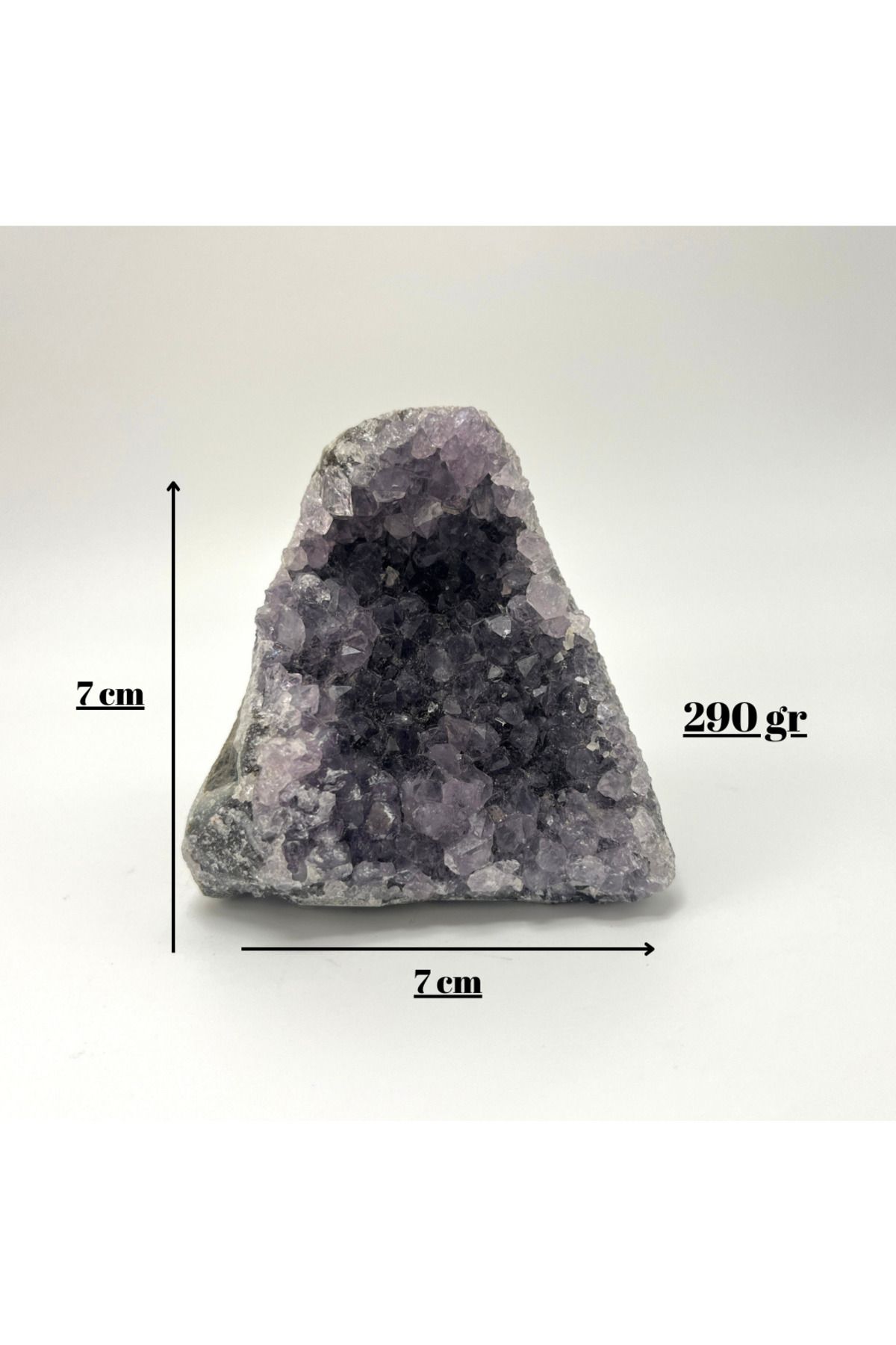 Elioure Doğal Ametist Ham Taş, Sertifikalı, Mor Renk, 290 gr, 7x7 cm
