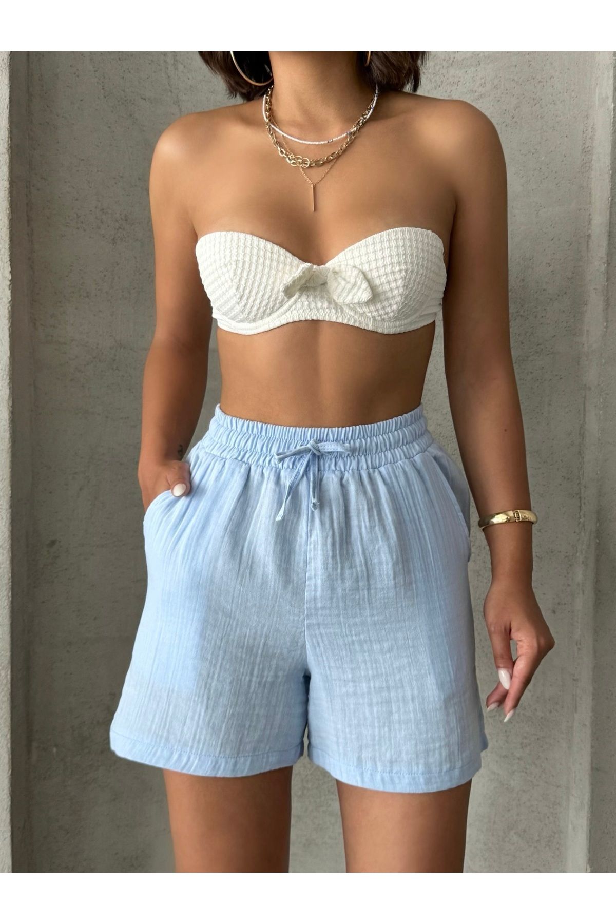 Miss Prova Bel Lastikli Beachwear Keten Şort MISSSRT2670