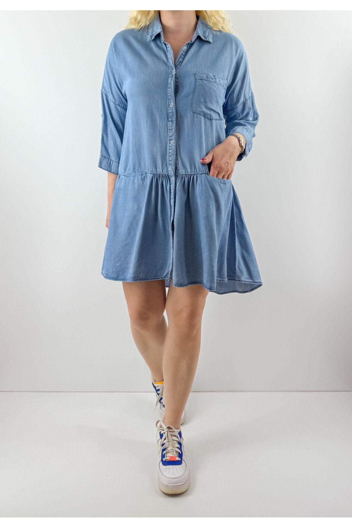 Modaonna Kot asimetrik denim elbise