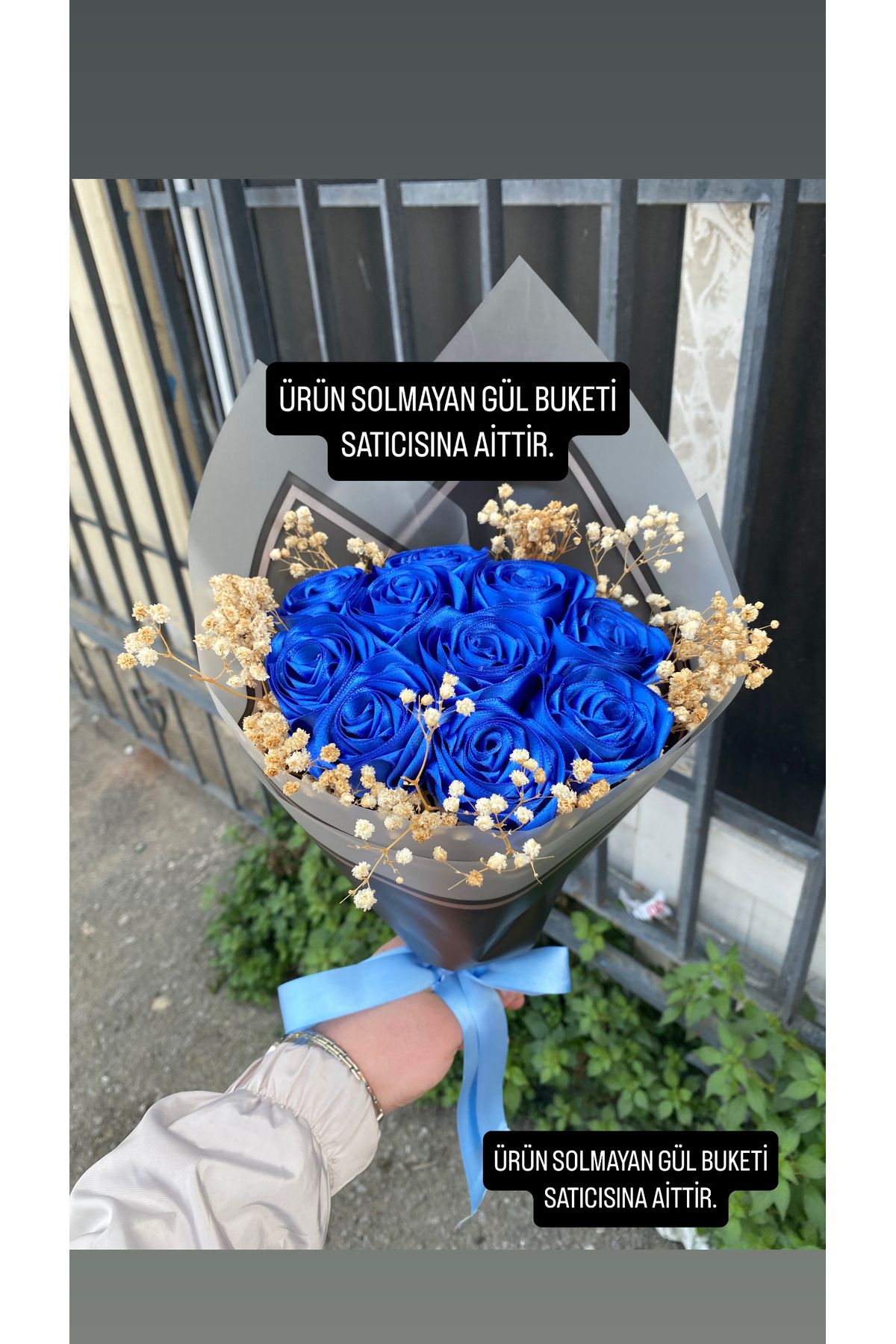 EL EMEĞİ TASARIM Saten kurdeleden 50 li gül buketi