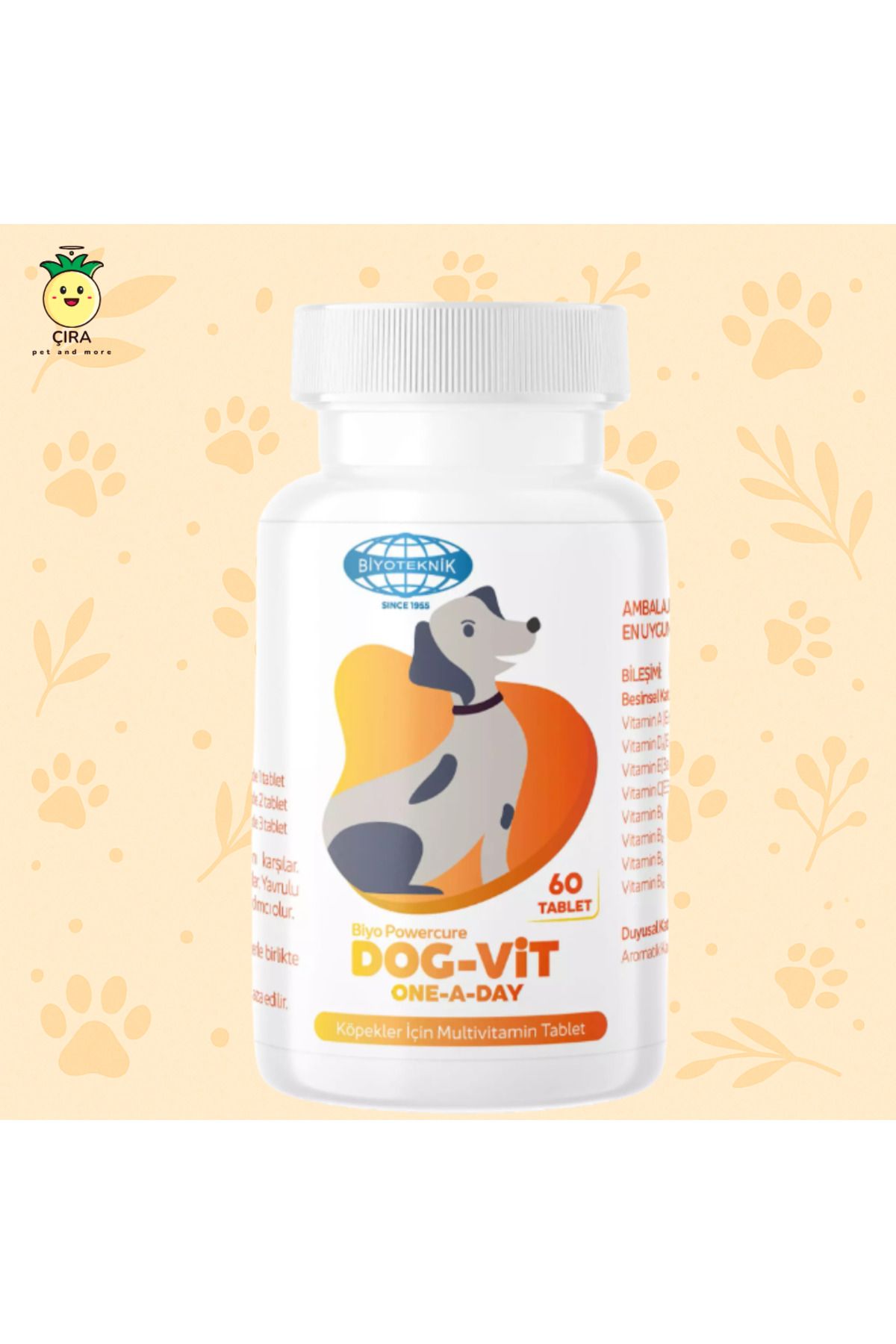 ÇıraPet Biyo Powercure Dog Vit One A Day – Köpekler İçin Multivitamin Takviyesi