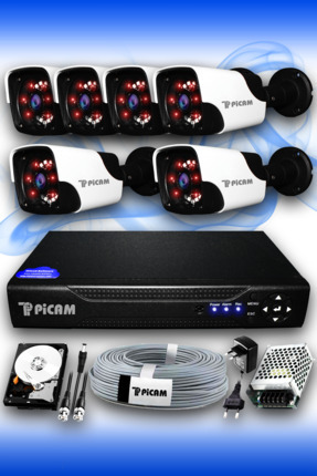 Picam 6 Kameralı Panda 6 Dış Kamera Set 2 Tb Hdd Full Hd Gece Görüşlü Güvenli...
